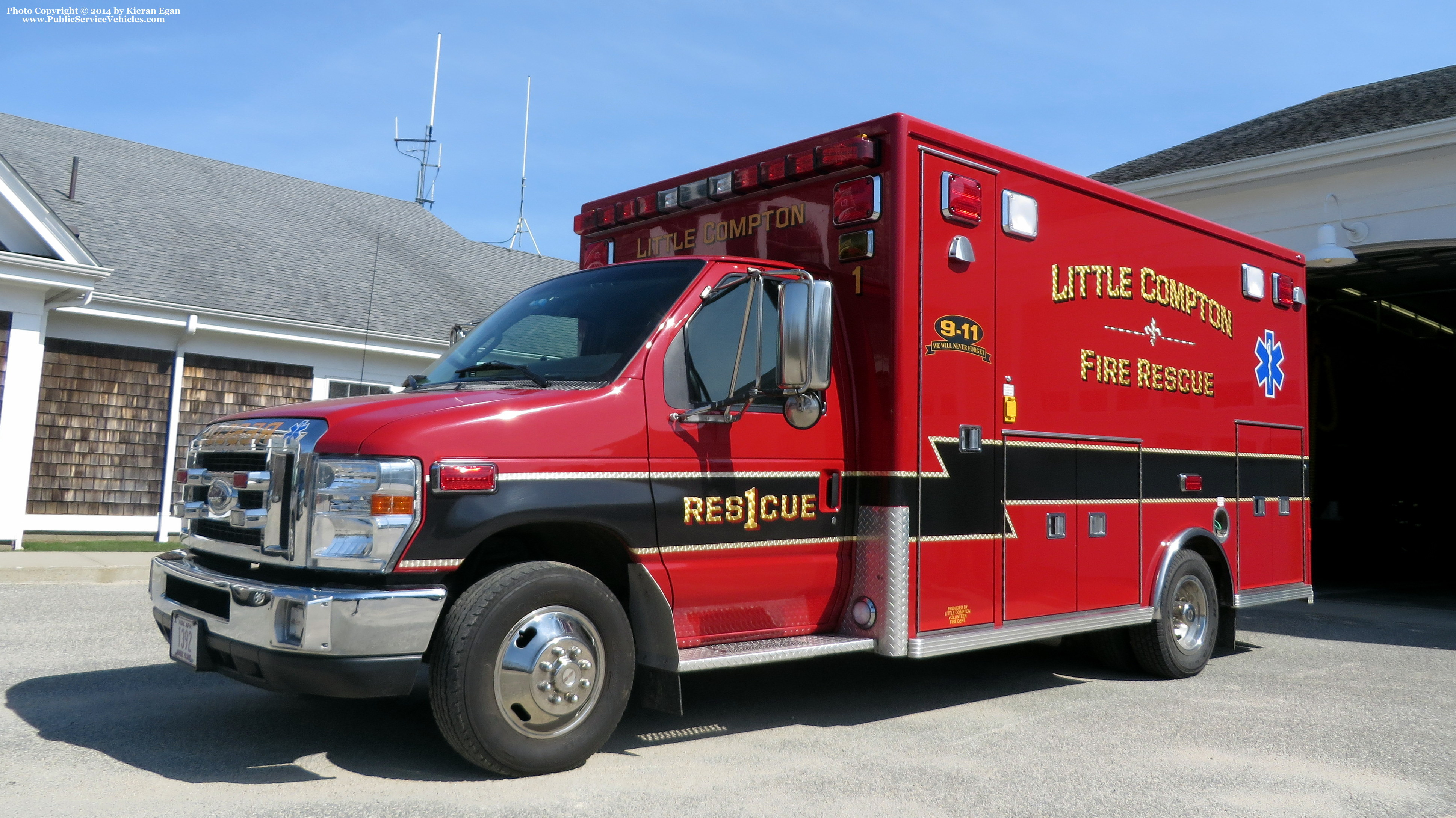 A photo  of Little Compton Fire
            Rescue 1, a 2011 Ford E-450             taken by Kieran Egan