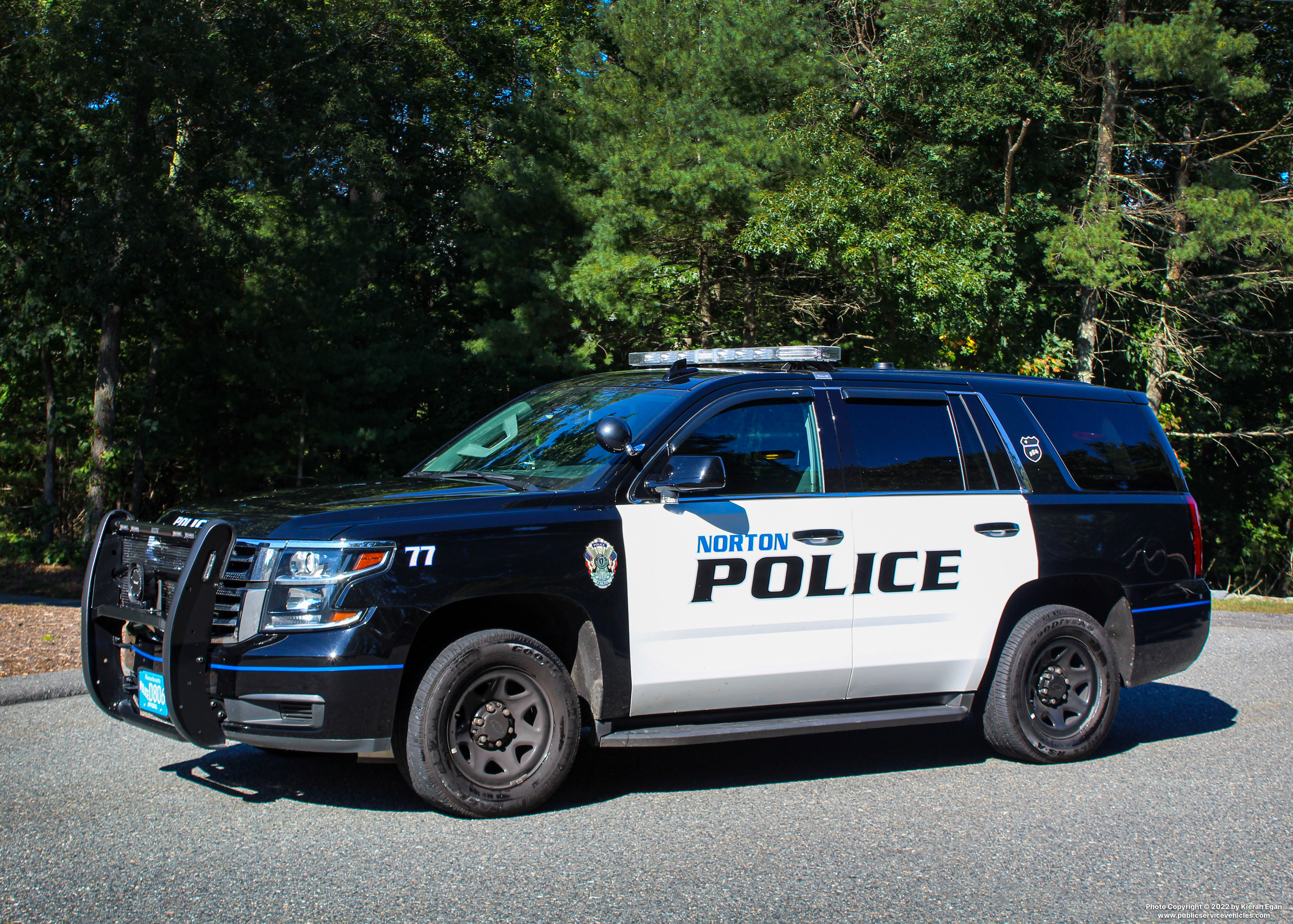 A photo  of Norton Police
            Cruiser 77, a 2020 Chevrolet Tahoe             taken by Kieran Egan