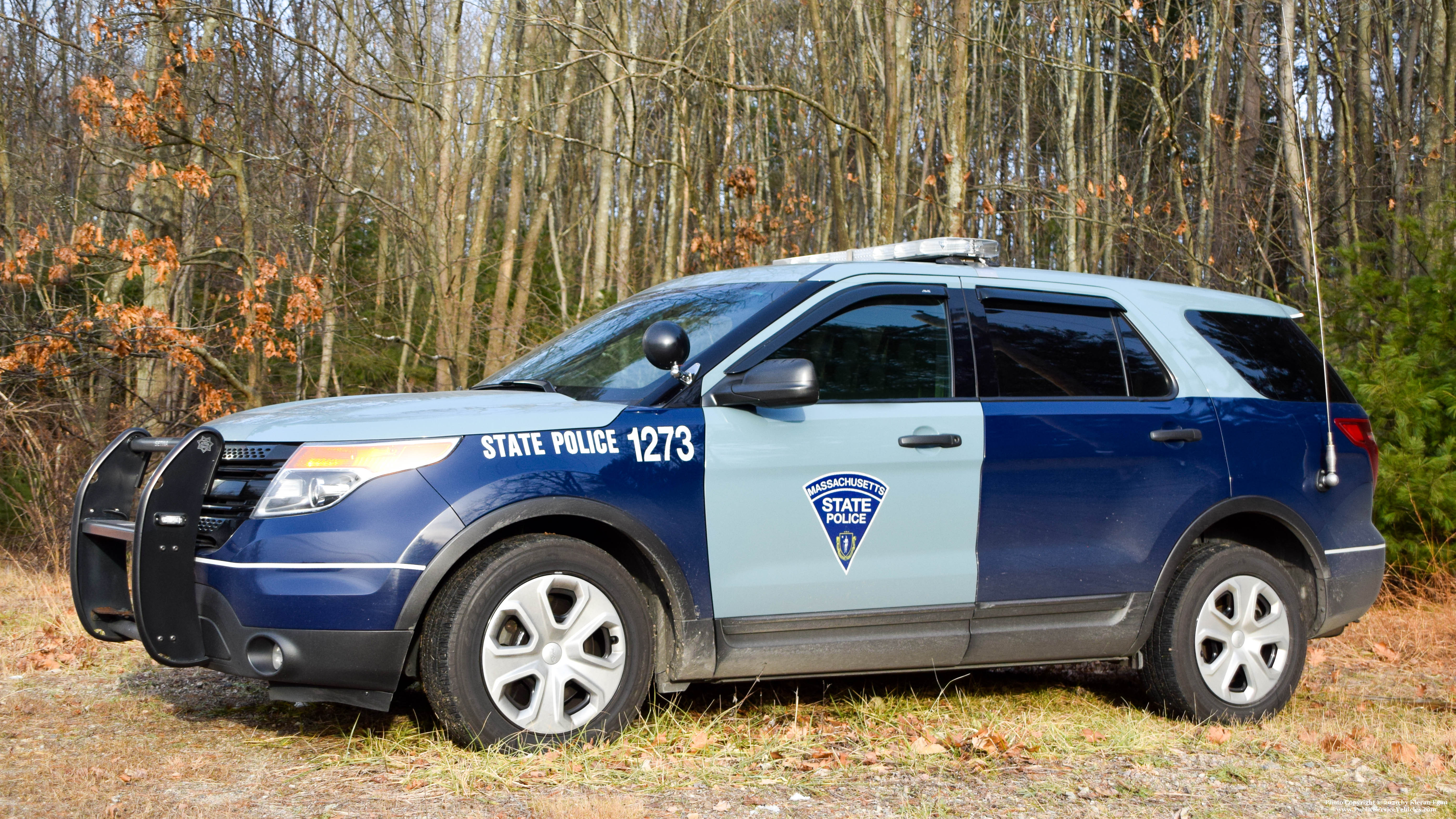 A photo  of Massachusetts State Police
            Cruiser 1273, a 2015 Ford Police Interceptor Utility             taken by Kieran Egan