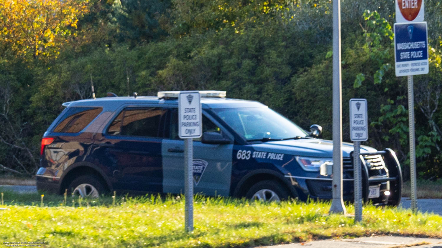 A photo  of Massachusetts State Police
            Cruiser 683, a 2017 Ford Police Interceptor Utility             taken by Kieran Egan