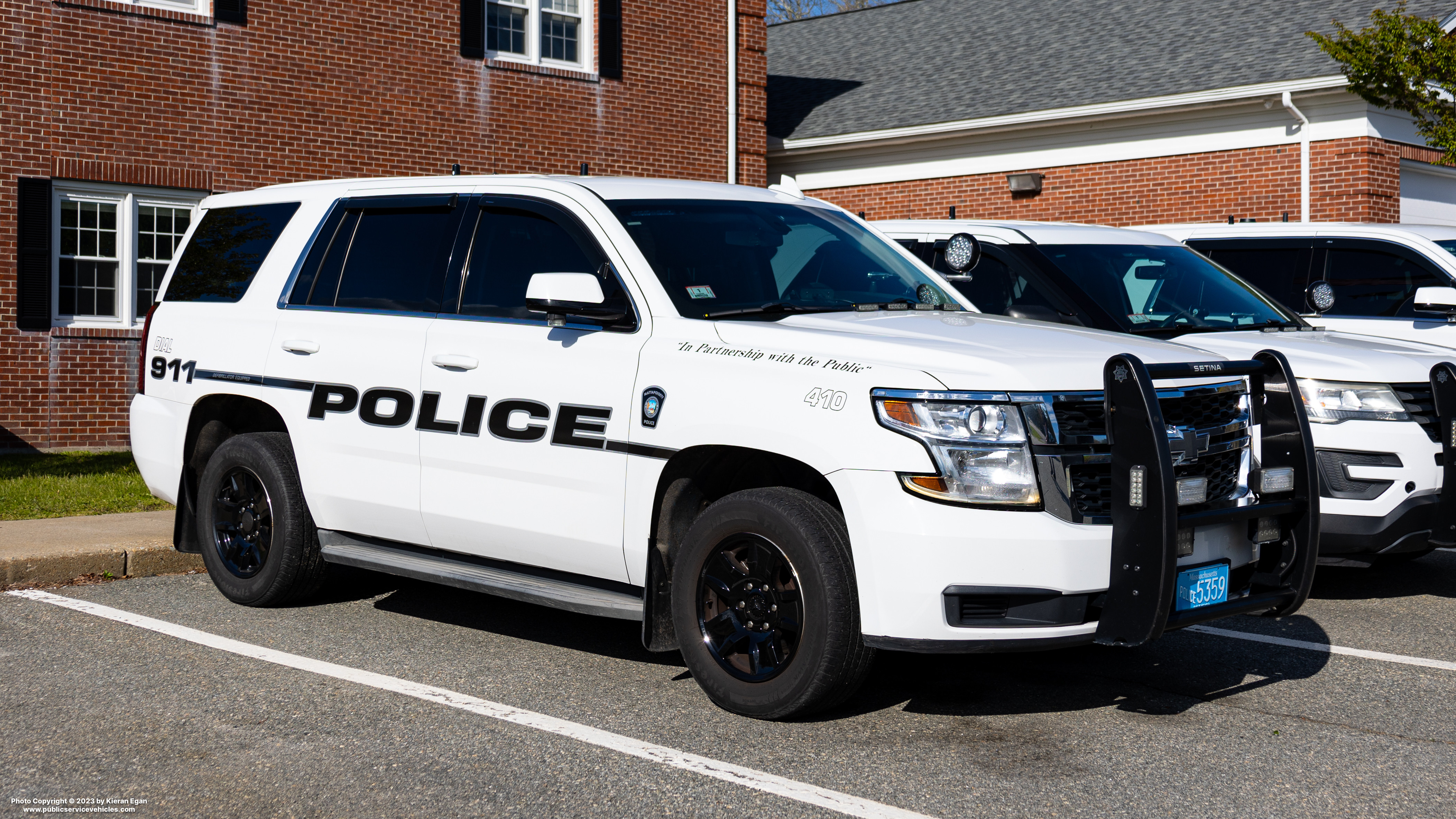 A photo  of Mattapoisett Police
            Cruiser 410, a 2015 Chevrolet Tahoe             taken by Kieran Egan