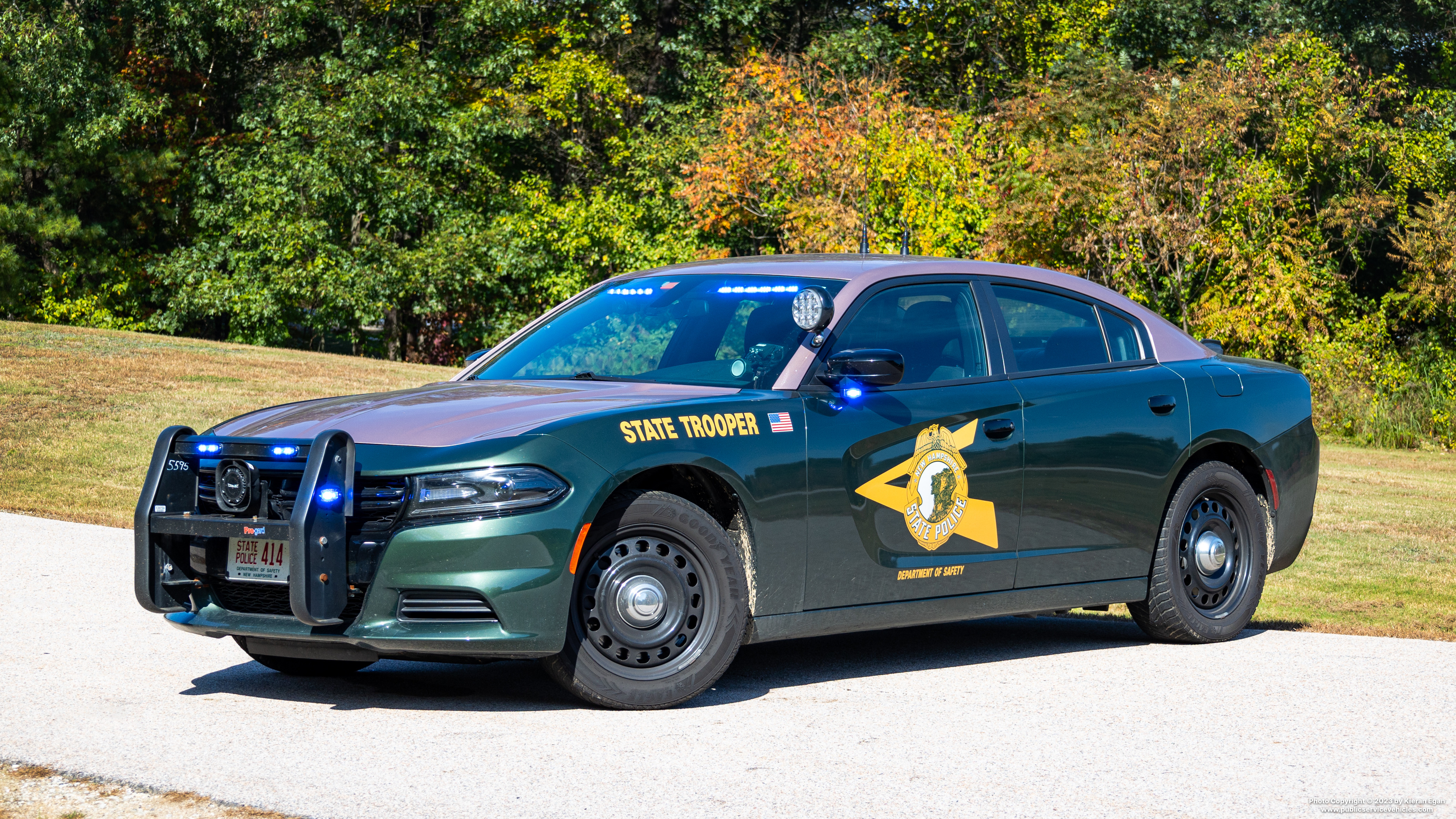 A photo  of New Hampshire State Police
            Cruiser 414, a 2021 Dodge Charger             taken by Kieran Egan