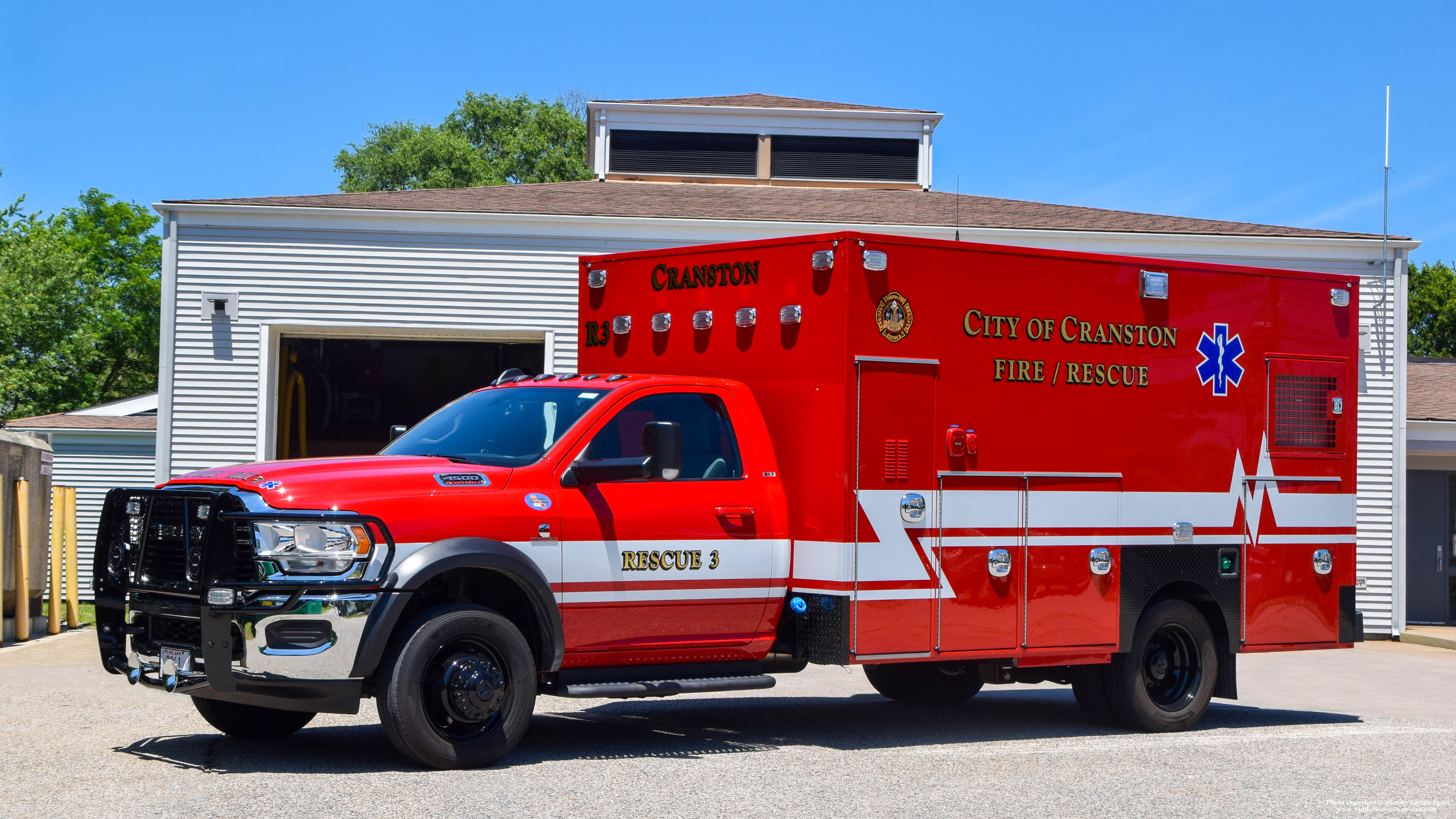 A photo  of Cranston Fire
            Rescue 3, a 2021 RAM 4500/Frazer             taken by Kieran Egan