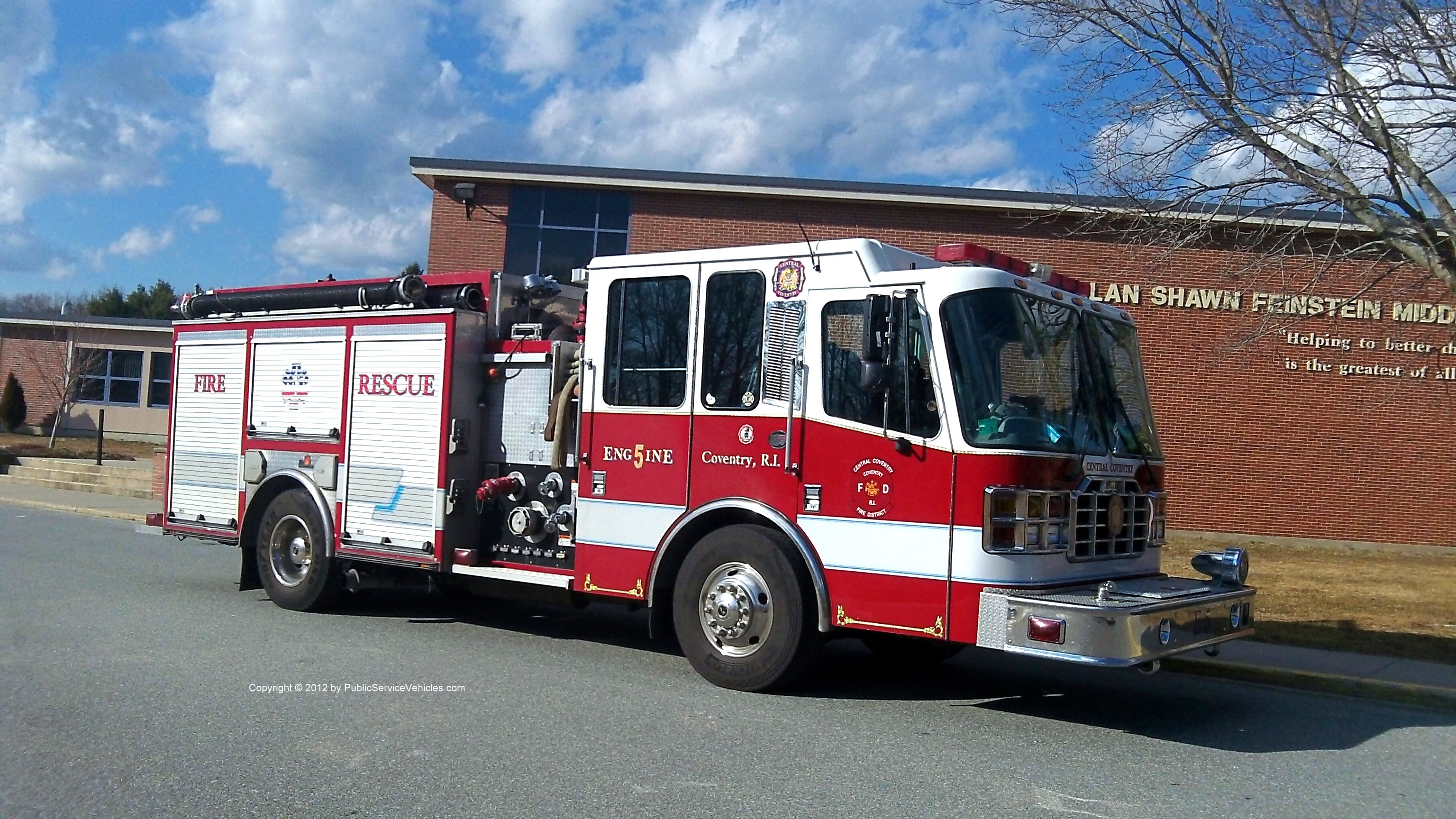 A photo  of Central Coventy Fire District
            Engine 5, a 2002 Ferrara Inferno             taken by Kieran Egan