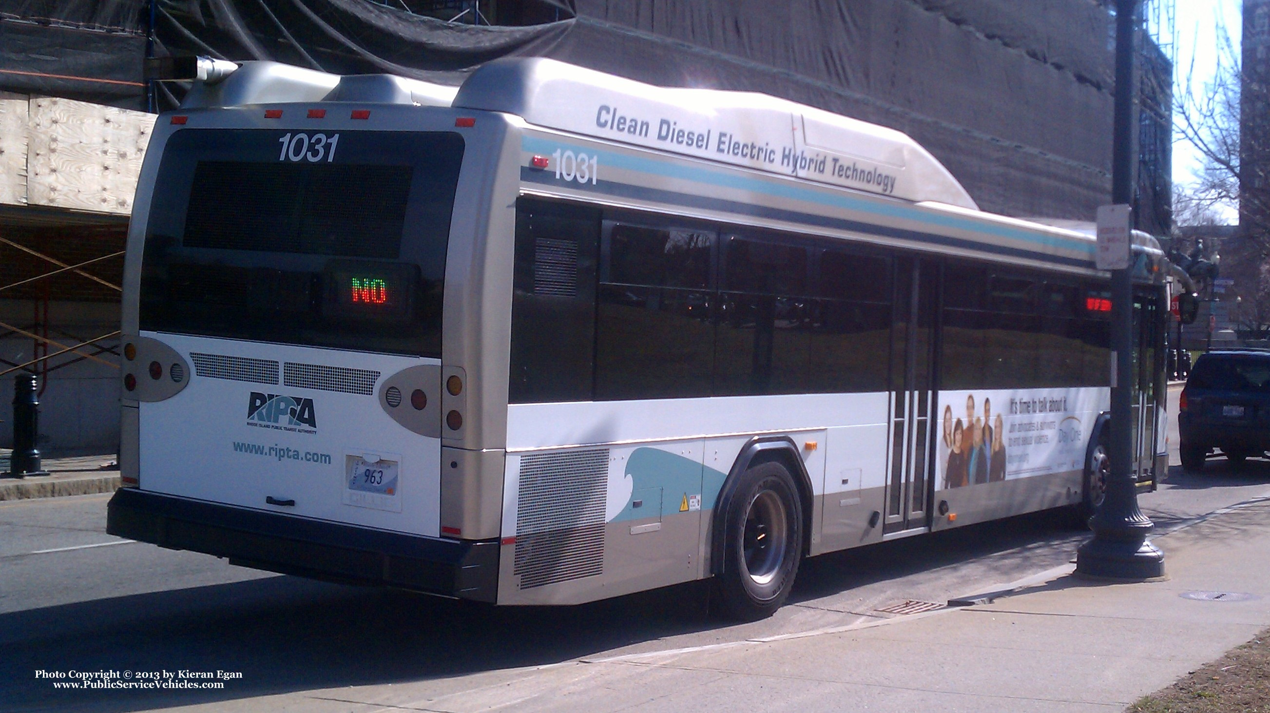 A photo  of Rhode Island Public Transit Authority
            Bus 1031, a 2010 Gillig BRT HEV             taken by Kieran Egan