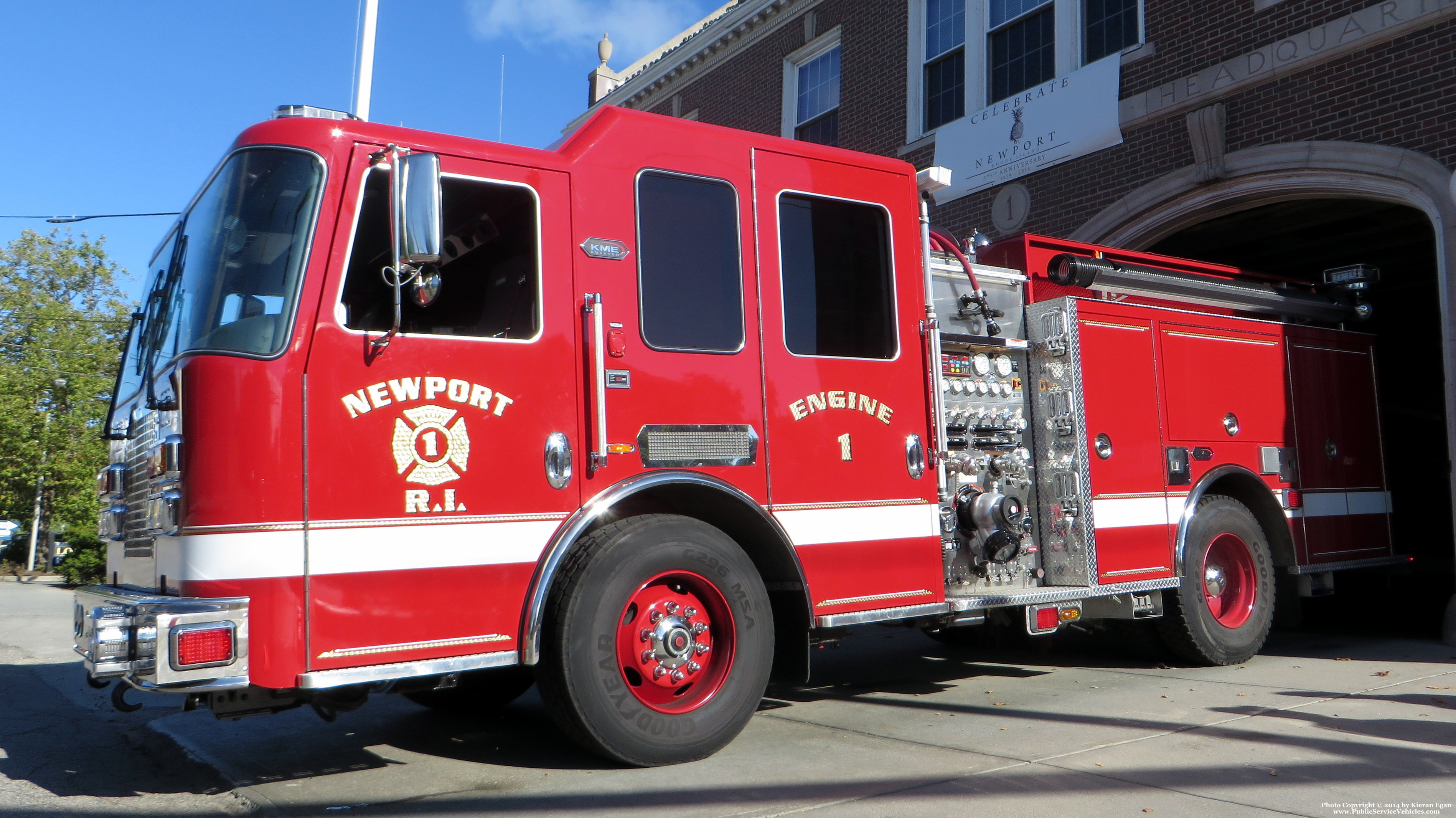 A photo  of Newport Fire
            Engine 1, a 2014 KME Panther             taken by Kieran Egan