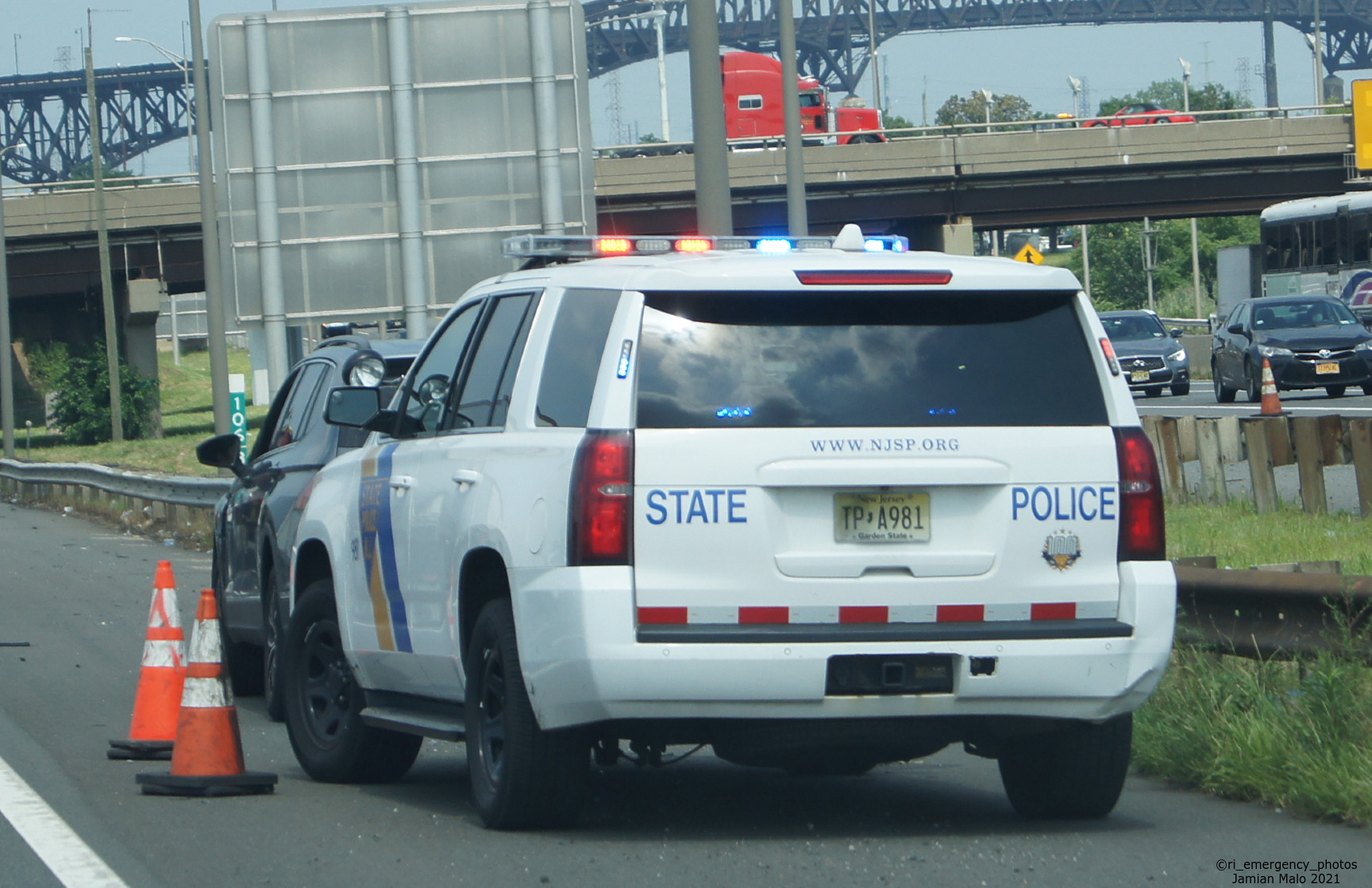 A photo  of New Jersey State Police
            Cruiser 981, a 2015-2020 Chevrolet Tahoe             taken by Jamian Malo
