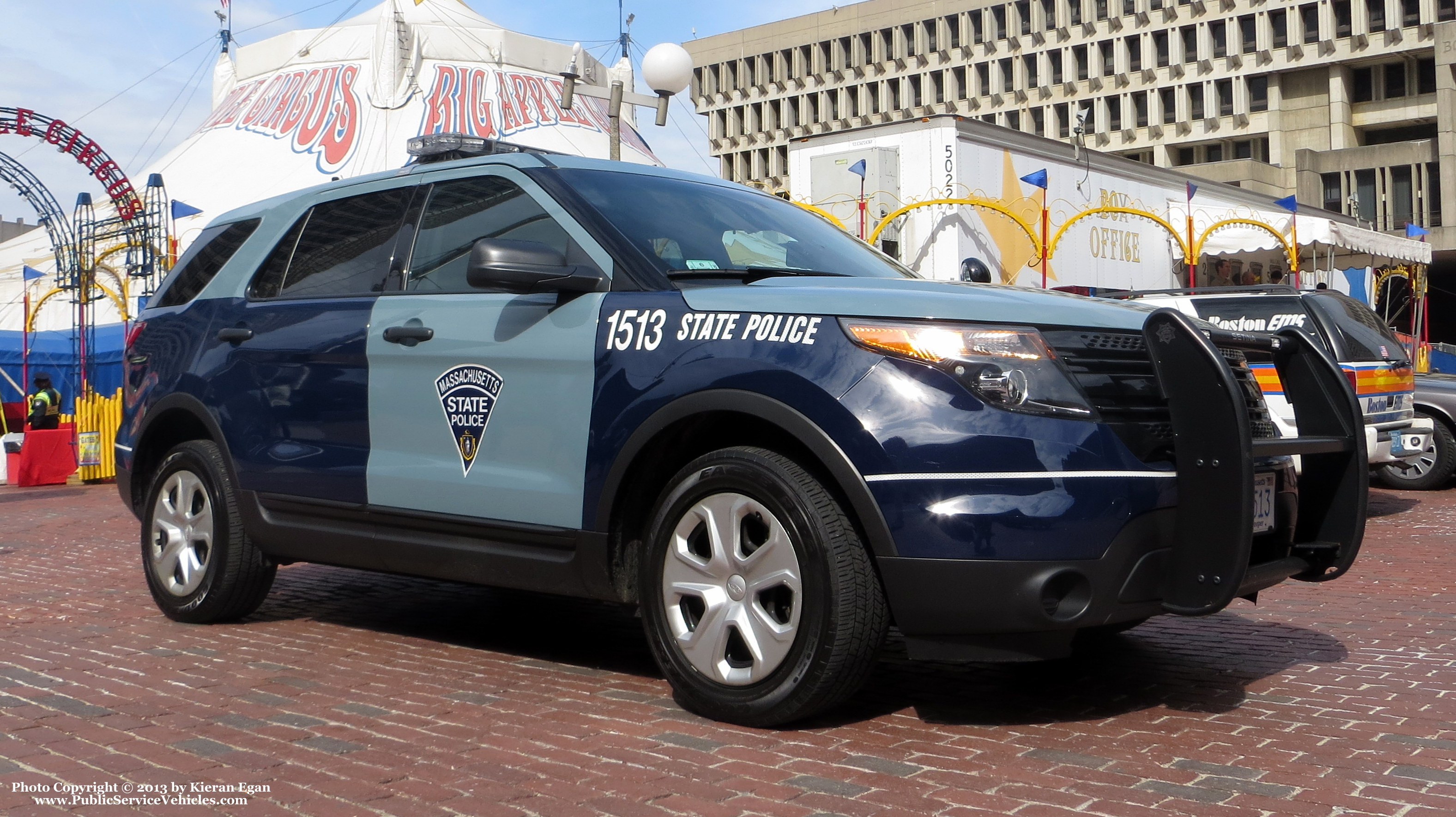 A photo  of Massachusetts State Police
            Cruiser 1513, a 2013 Ford Police Interceptor Utility             taken by Kieran Egan
