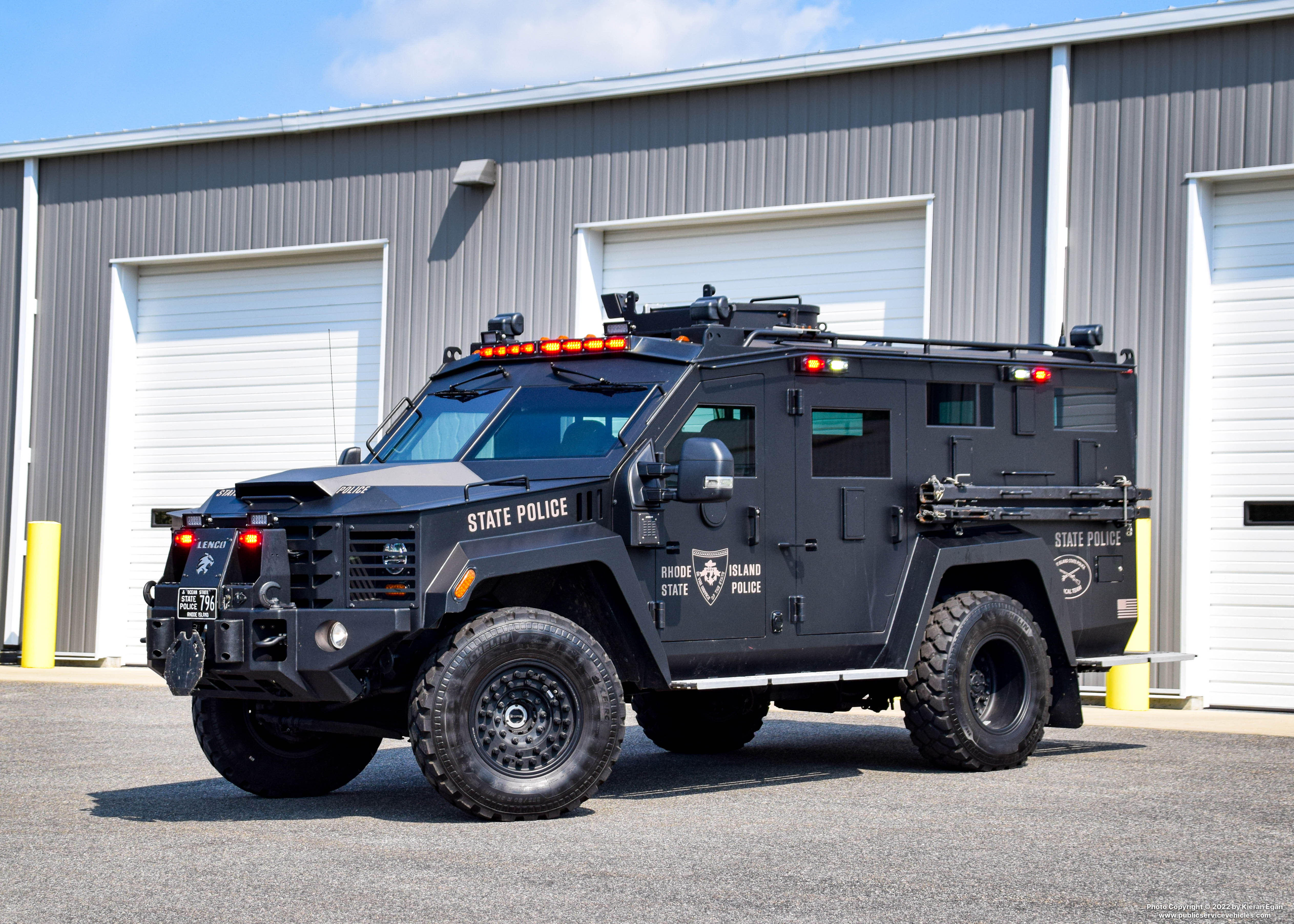 A photo  of Rhode Island State Police
            BearCat 796, a 2018 Lenco BearCat G3             taken by Kieran Egan