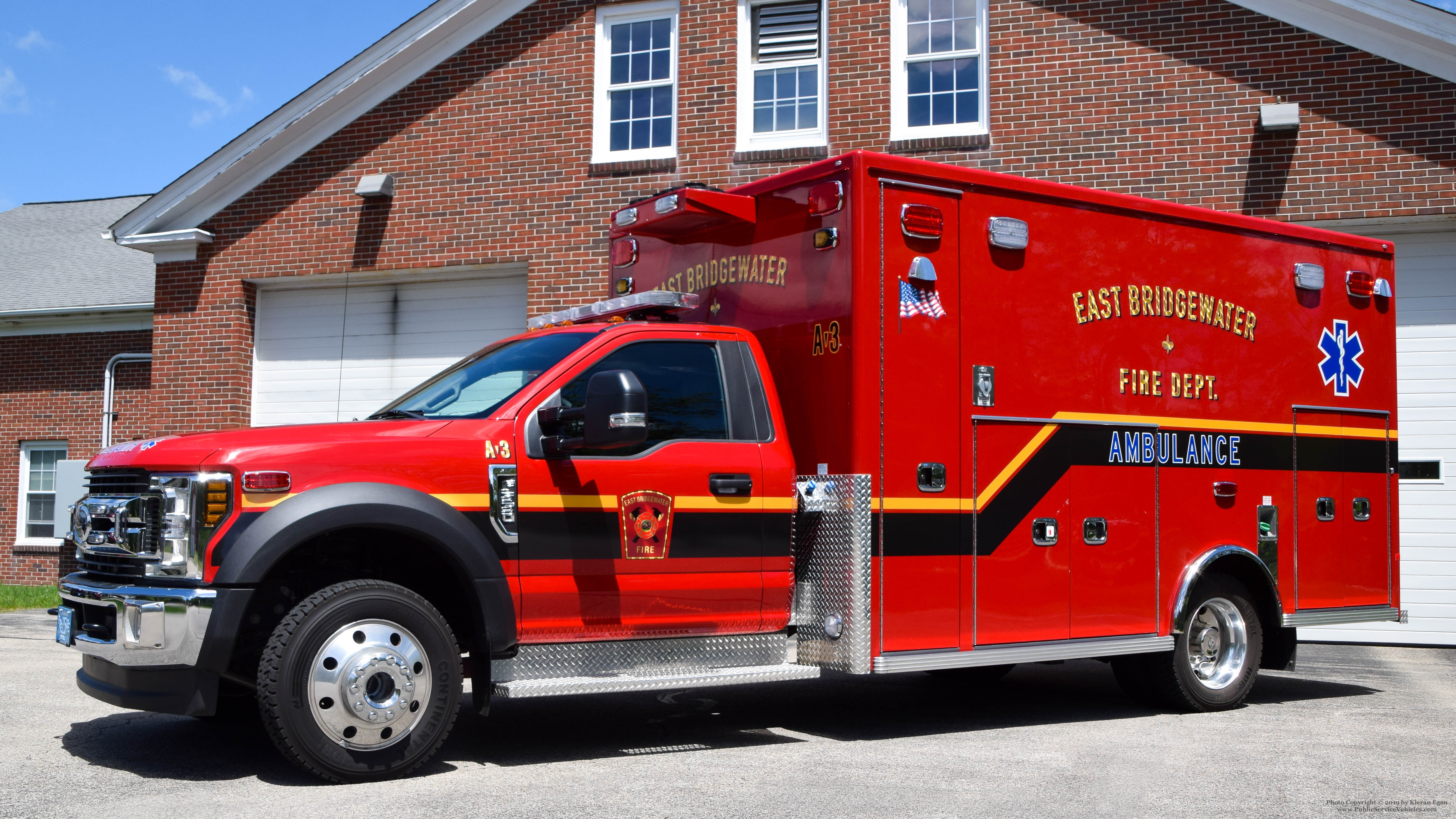 A photo  of East Bridgewater Fire
            Ambulance 3, a 2019 Ford F-550/Life Line             taken by Kieran Egan