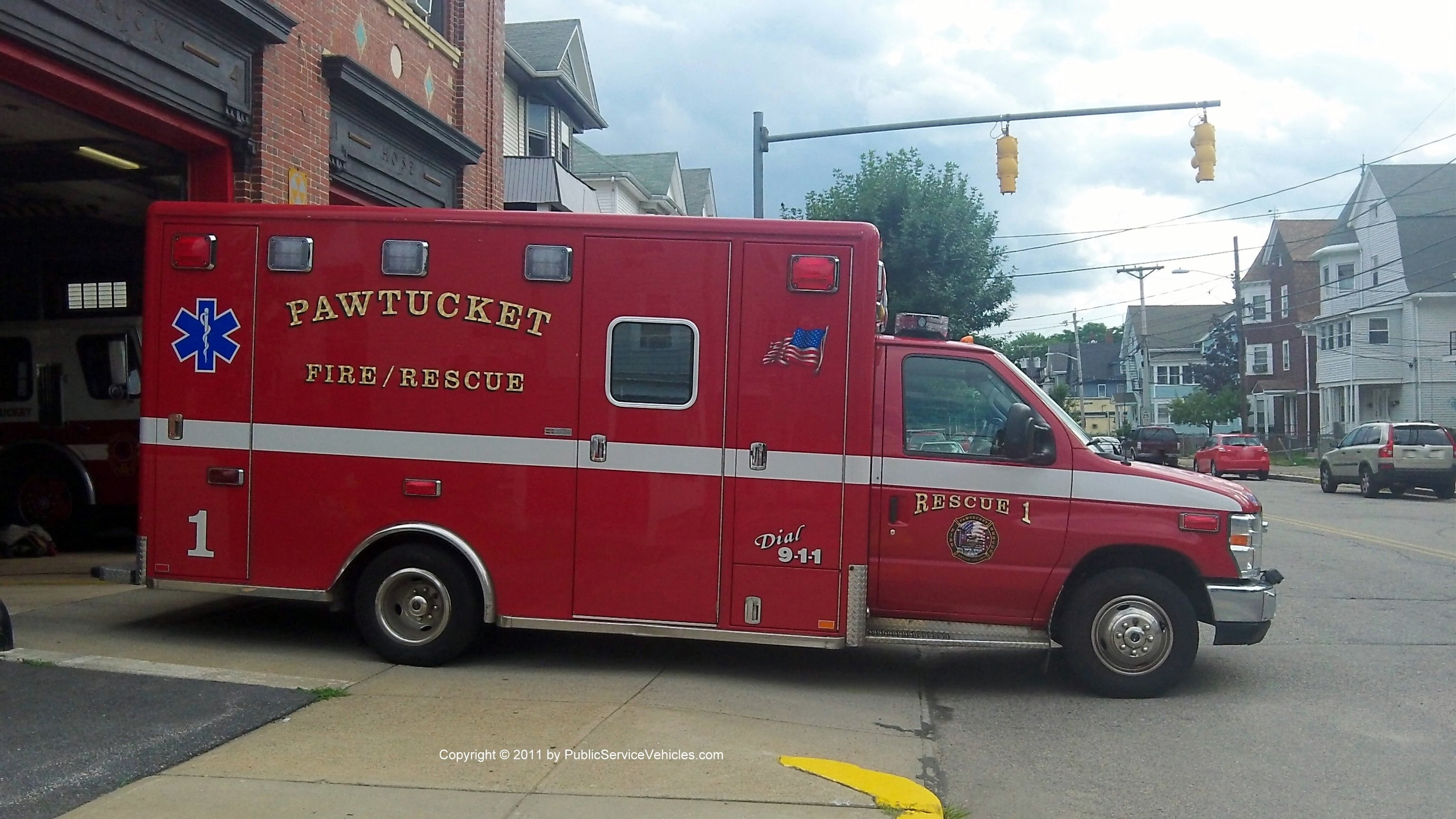 A photo  of Pawtucket Fire
            Rescue 1, a 2009 Ford E-450             taken by Kieran Egan
