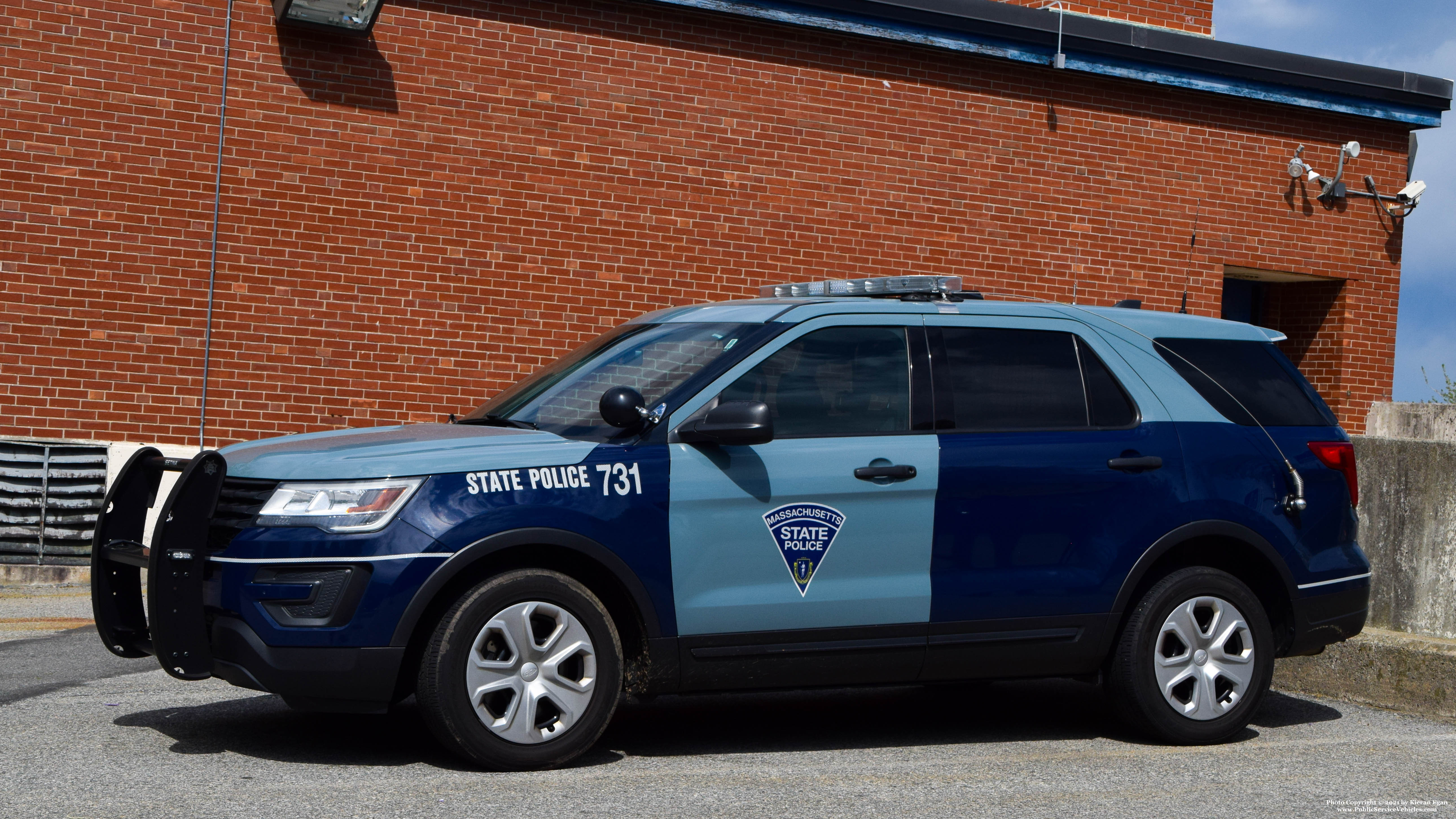 A photo  of Massachusetts State Police
            Cruiser 731, a 2018 Ford Police Interceptor Utility             taken by Kieran Egan