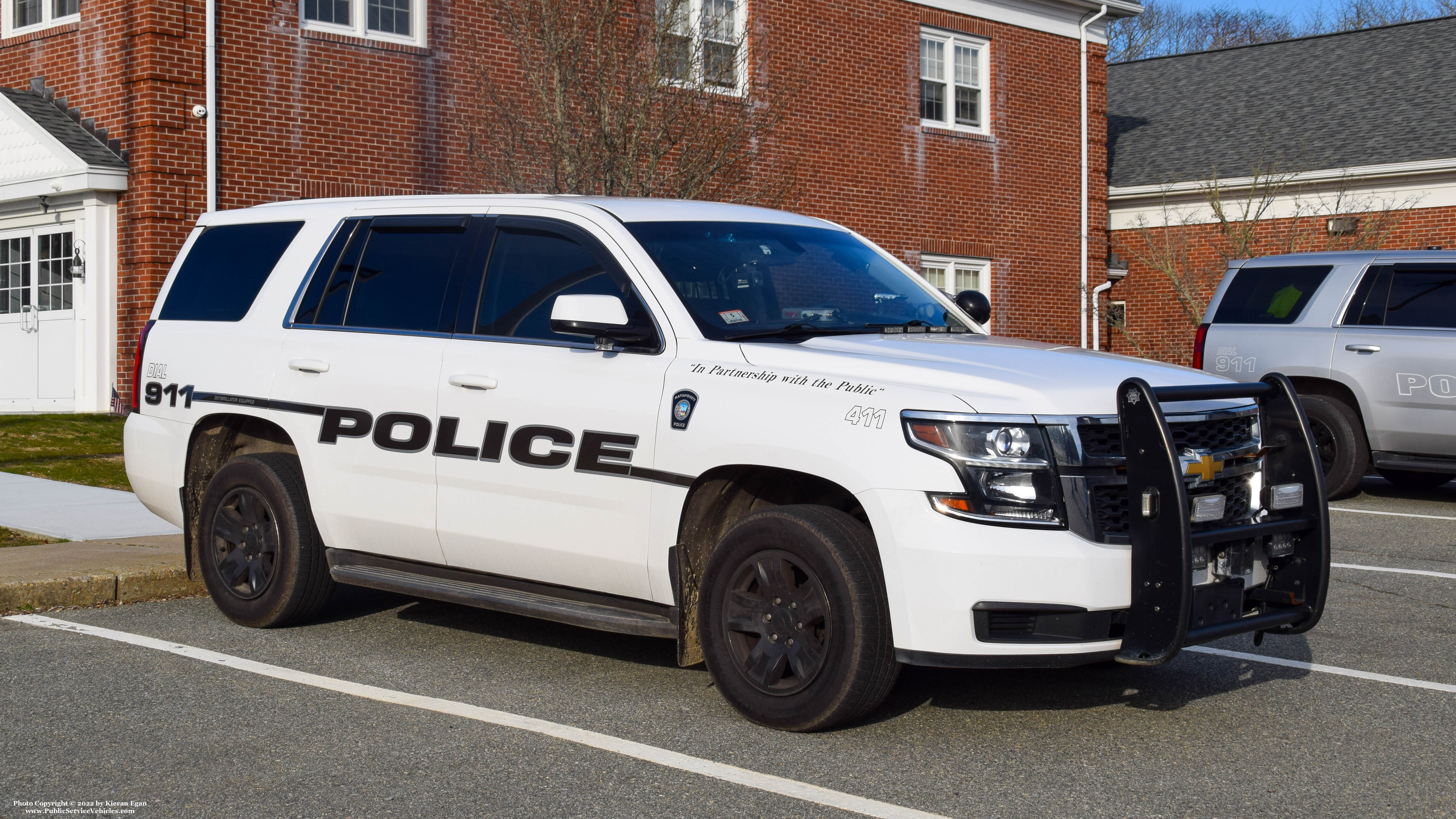 A photo  of Mattapoisett Police
            Cruiser 411, a 2016 Chevrolet Tahoe             taken by Kieran Egan