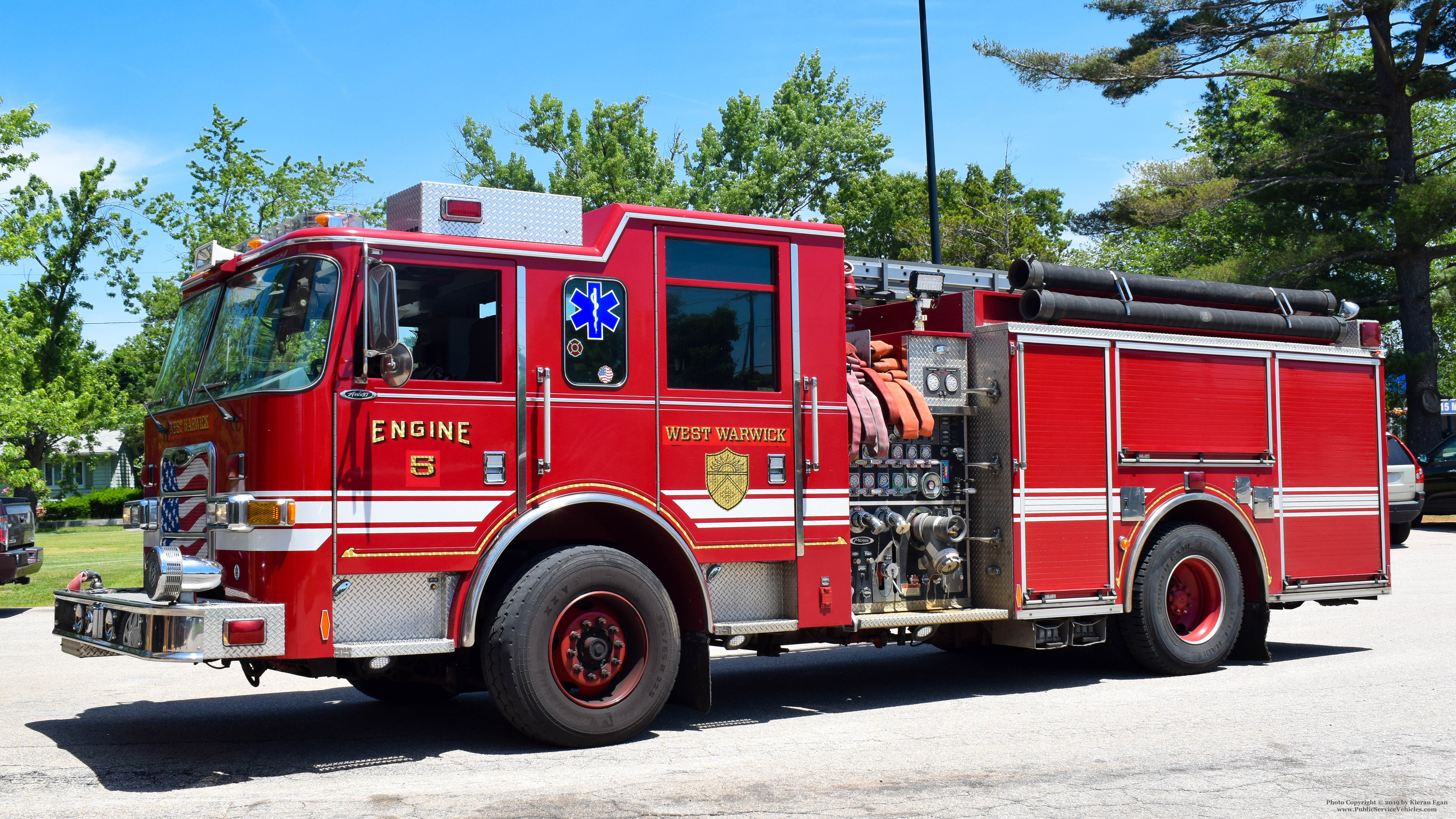 A photo  of West Warwick Fire
            Engine 5, a 2005 Pierce Arrow XT             taken by Kieran Egan