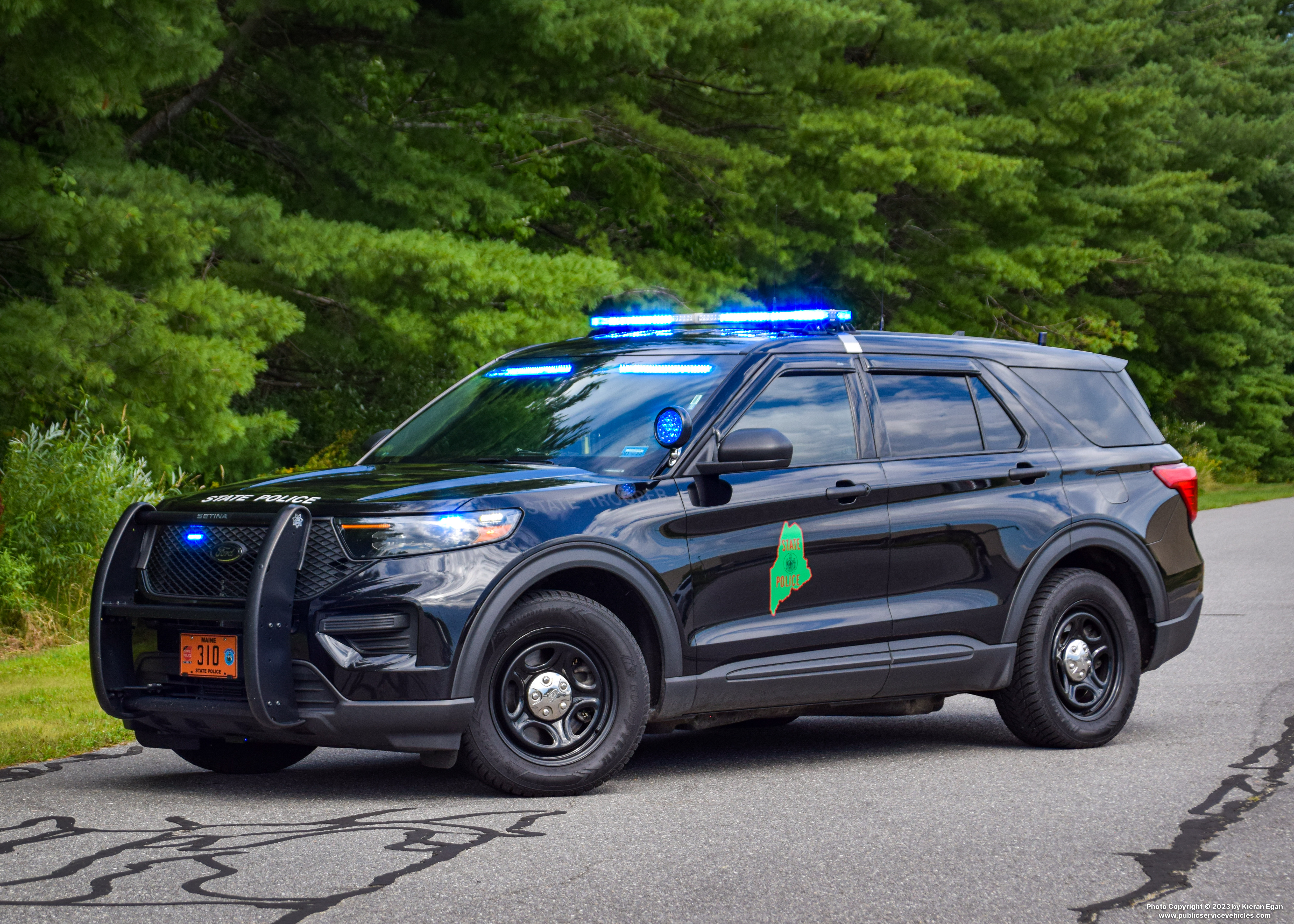 A photo  of Maine State Police
            Cruiser 310, a 2021 Ford Police Interceptor Utility             taken by Kieran Egan