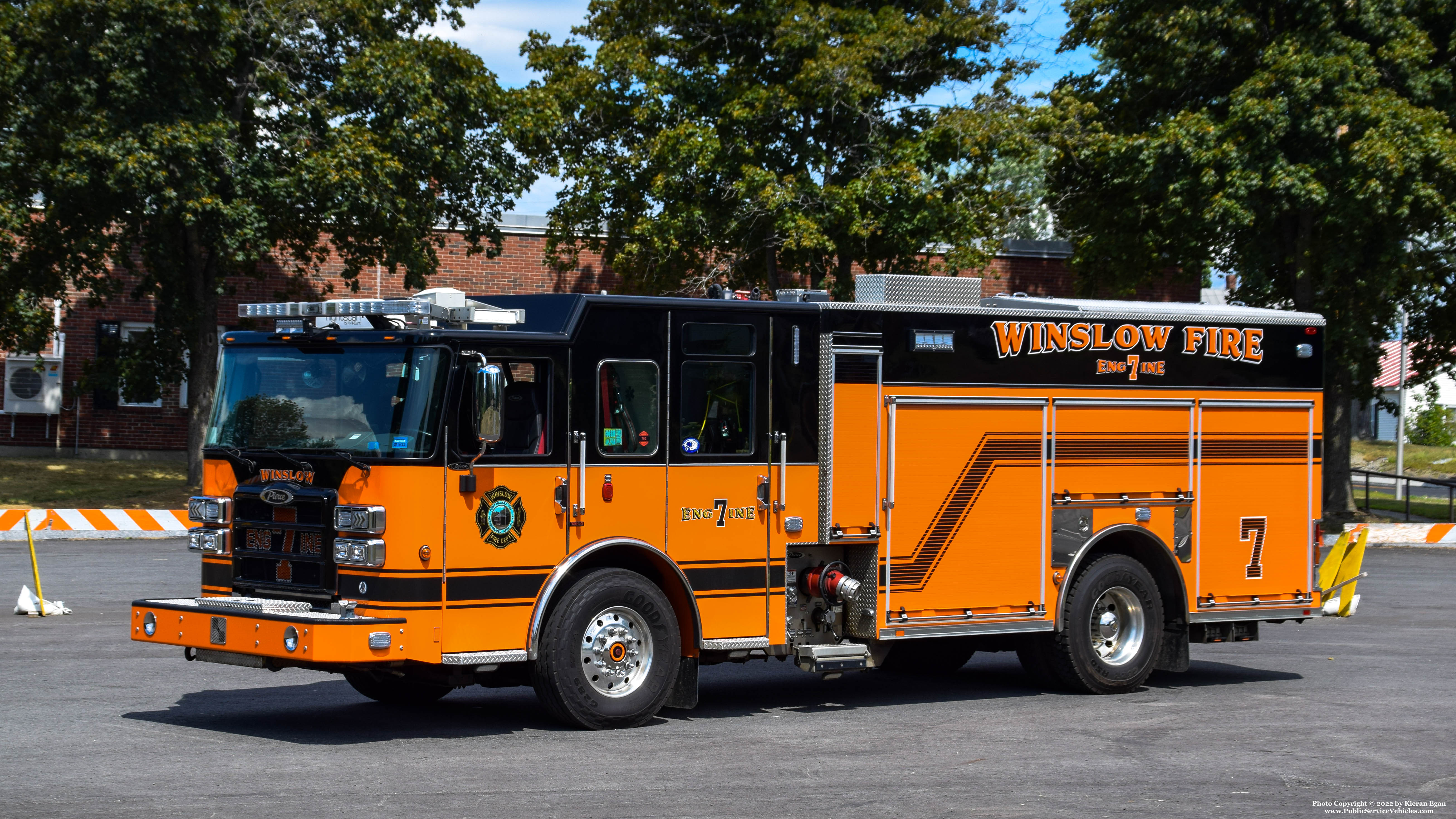 A photo  of Winslow Fire
            Engine 7, a 2020 Pierce Enforcer             taken by Kieran Egan