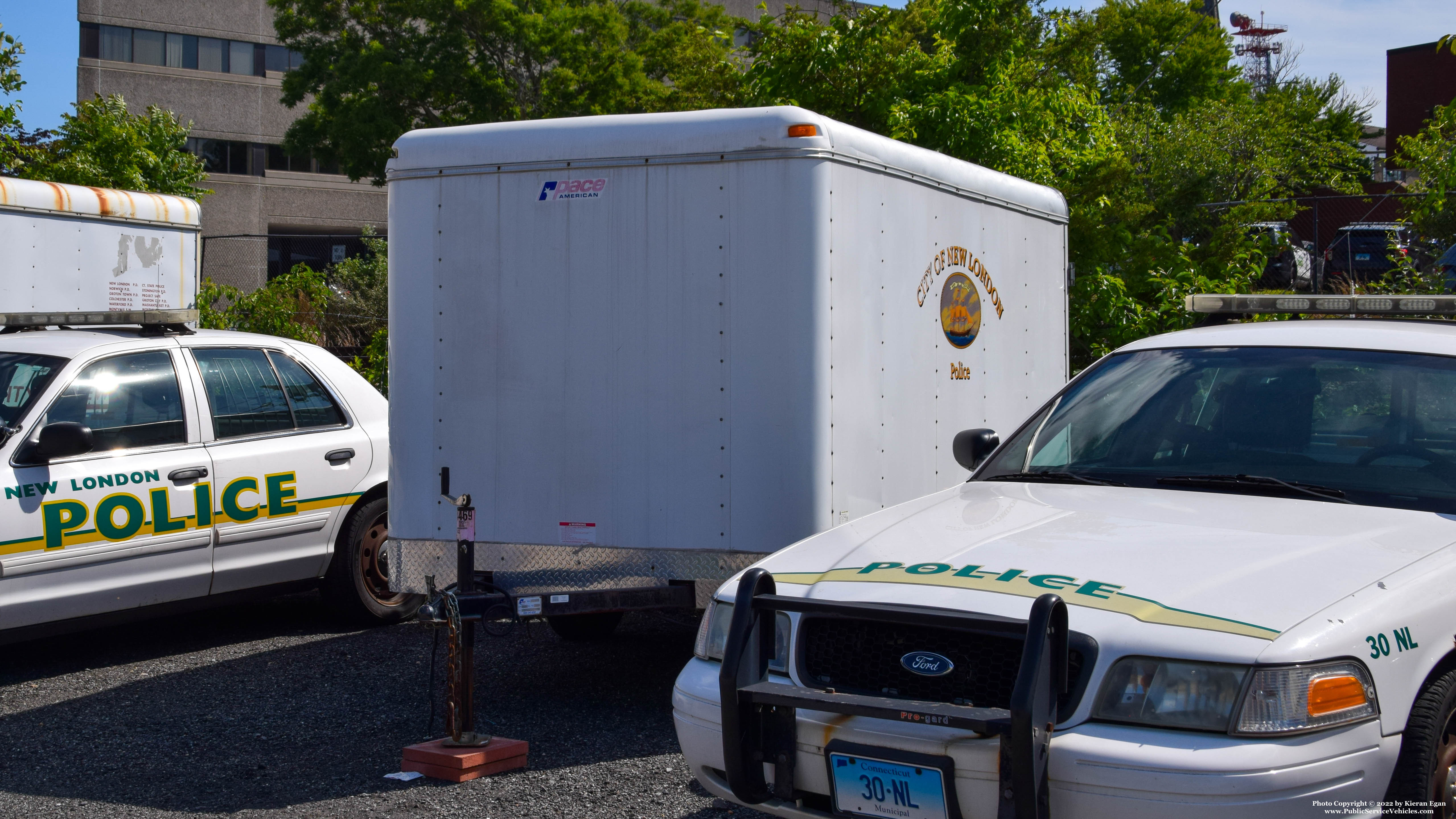 A photo  of New London Police
            Trailer, a 1990-2010 Pace American Trailer             taken by Kieran Egan