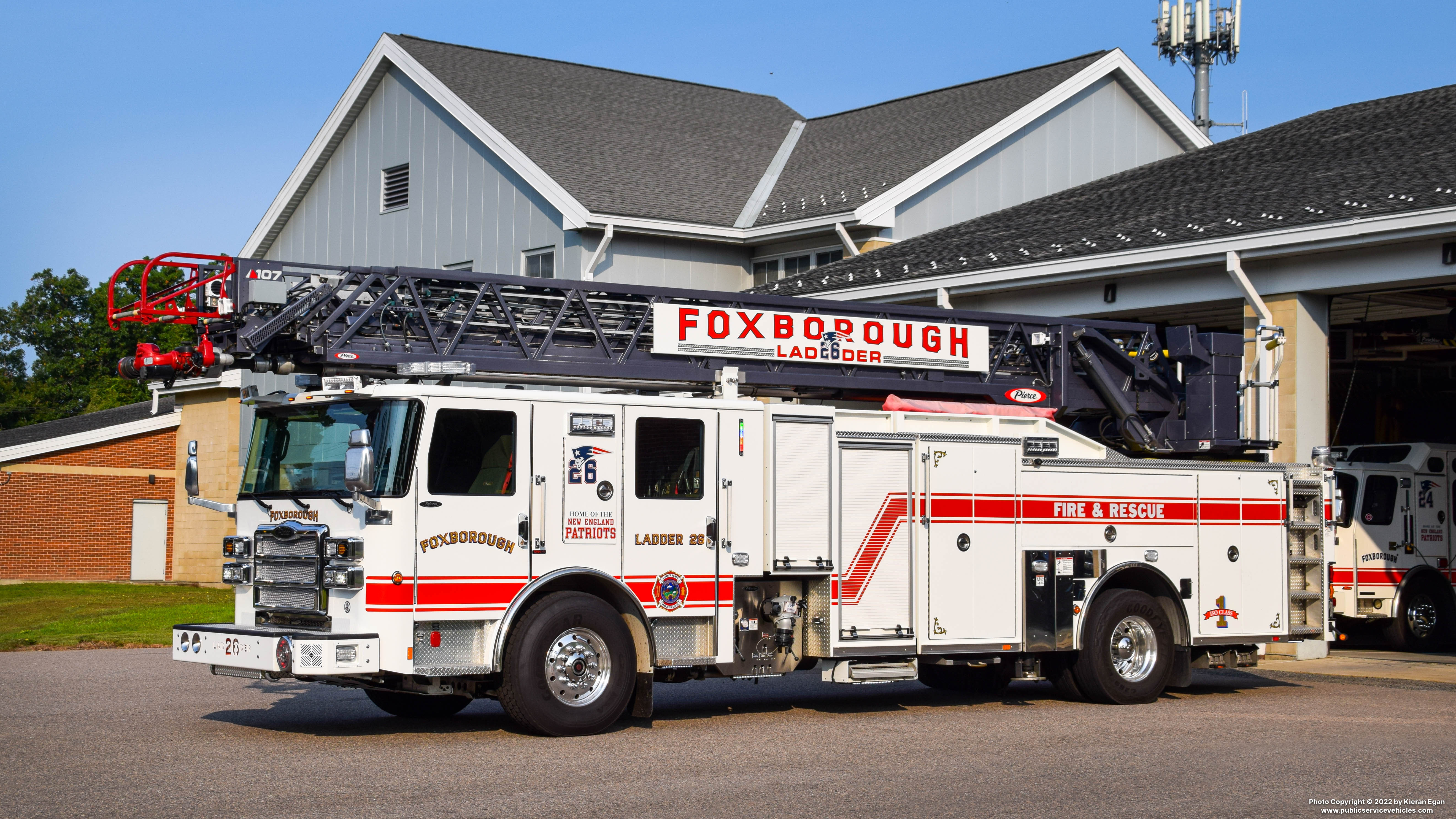 A photo  of Foxborough Fire
            Ladder 26, a 2019 Pierce Enforcer PUC Ascendant             taken by Kieran Egan