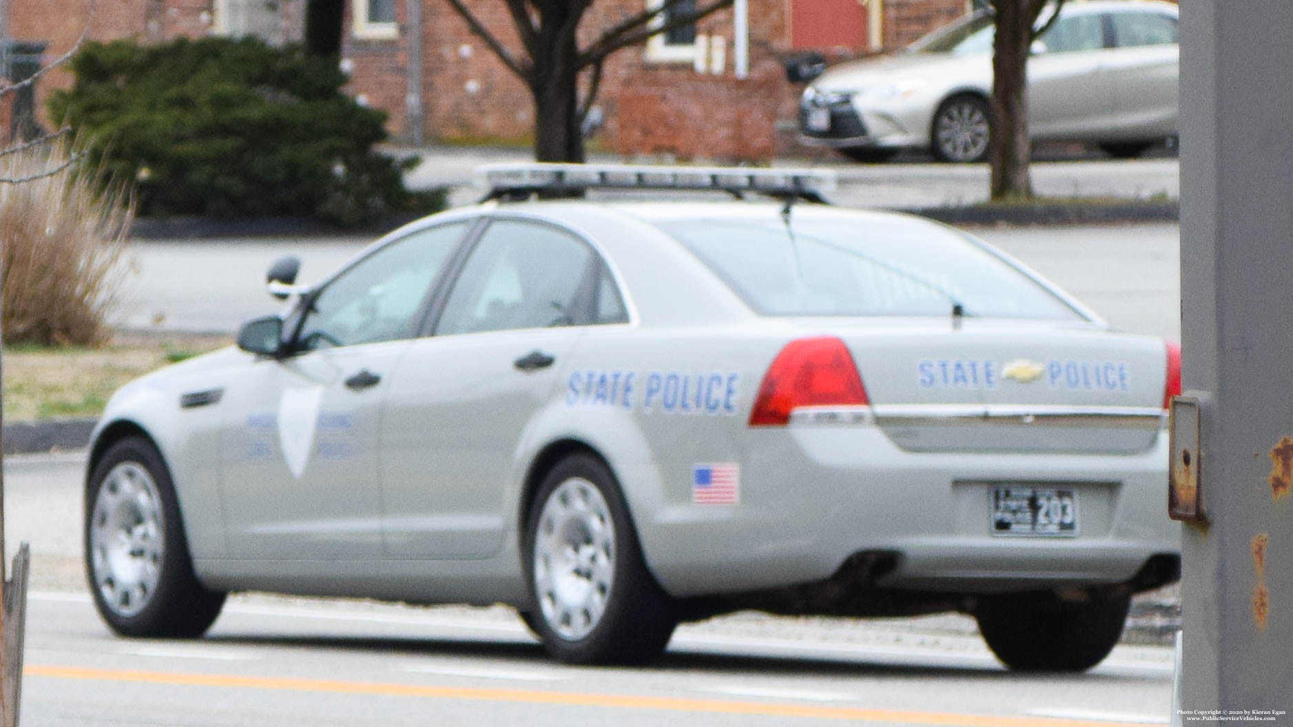 A photo  of Rhode Island State Police
            Cruiser 203, a 2013 Chevrolet Caprice             taken by Kieran Egan