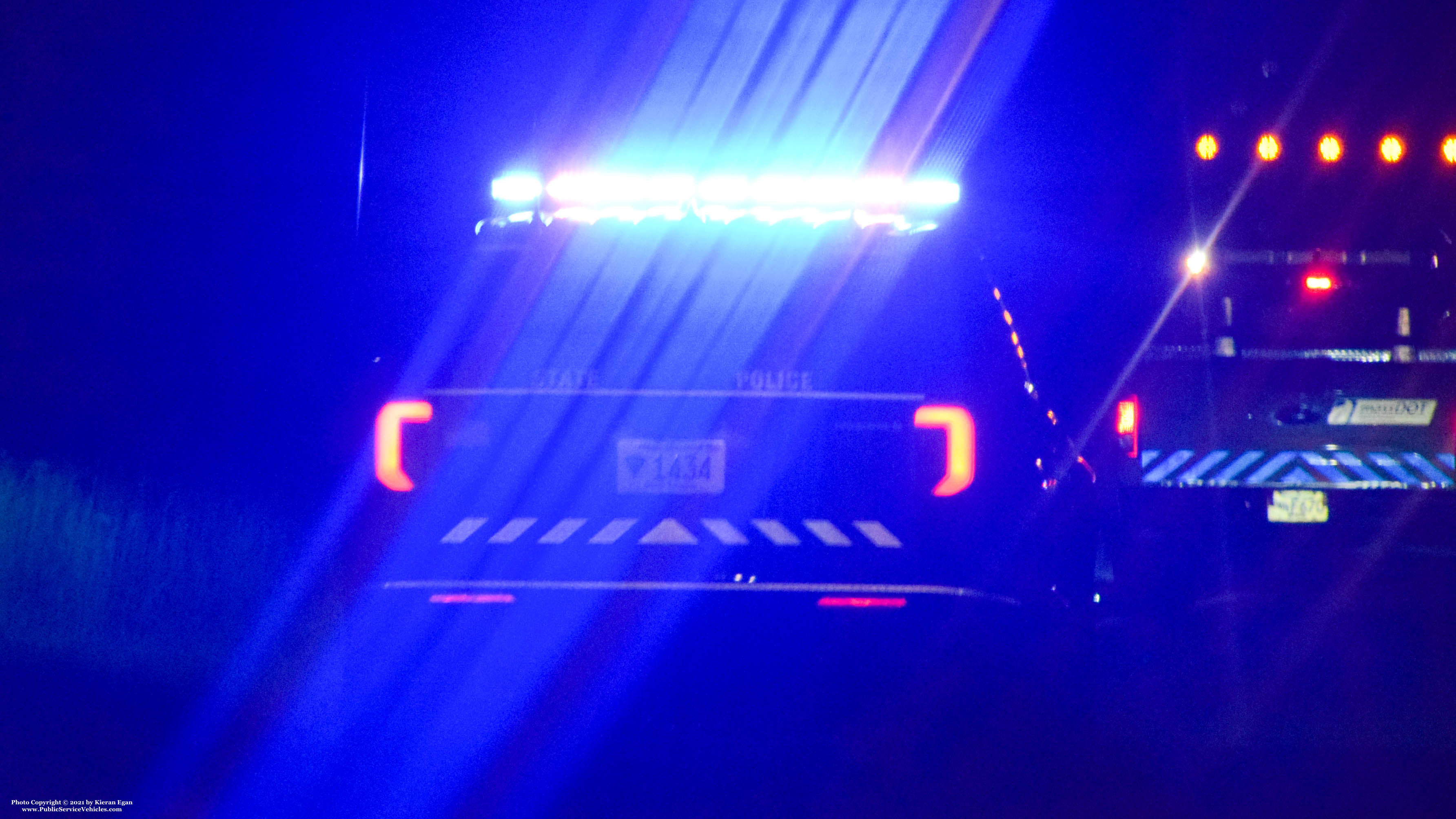 A photo  of Massachusetts State Police
            Cruiser 1434, a 2020 Ford Police Interceptor Utility Hybrid             taken by Kieran Egan