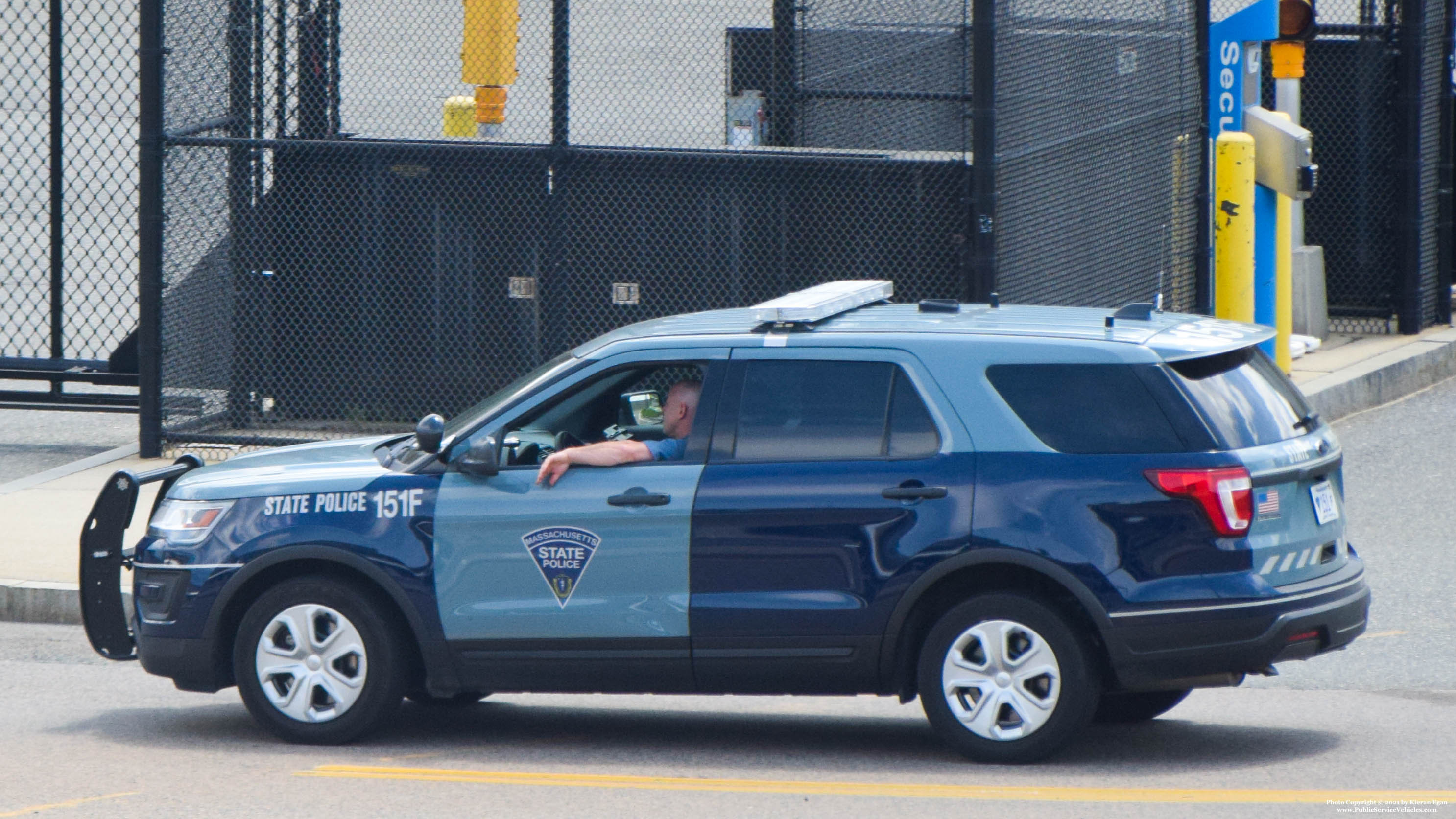 A photo  of Massachusetts State Police
            Cruiser 151F, a 2019 Ford Police Interceptor Utility             taken by Kieran Egan