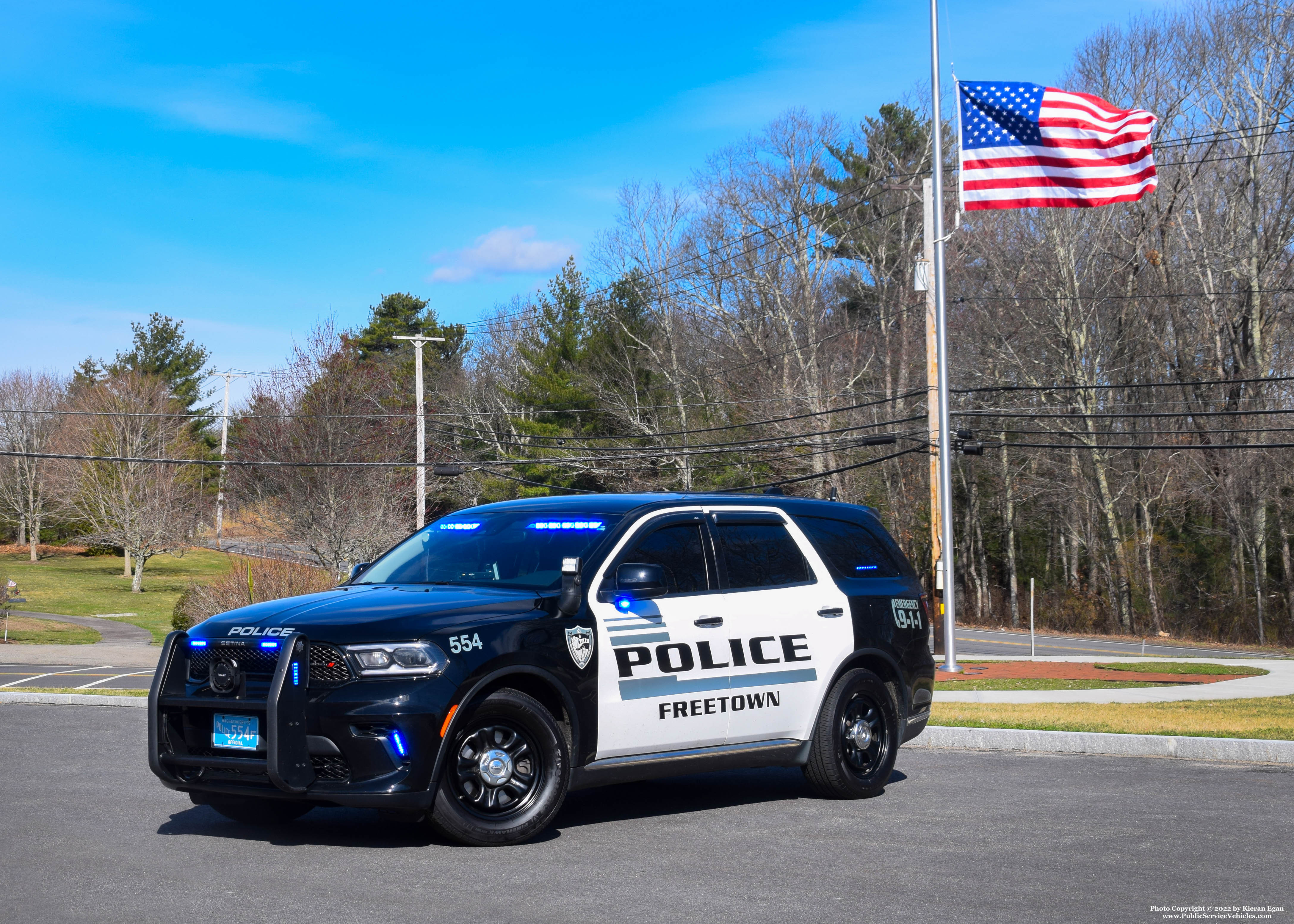 A photo  of Freetown Police
            Cruiser 554, a 2021 Dodge Durango             taken by Kieran Egan