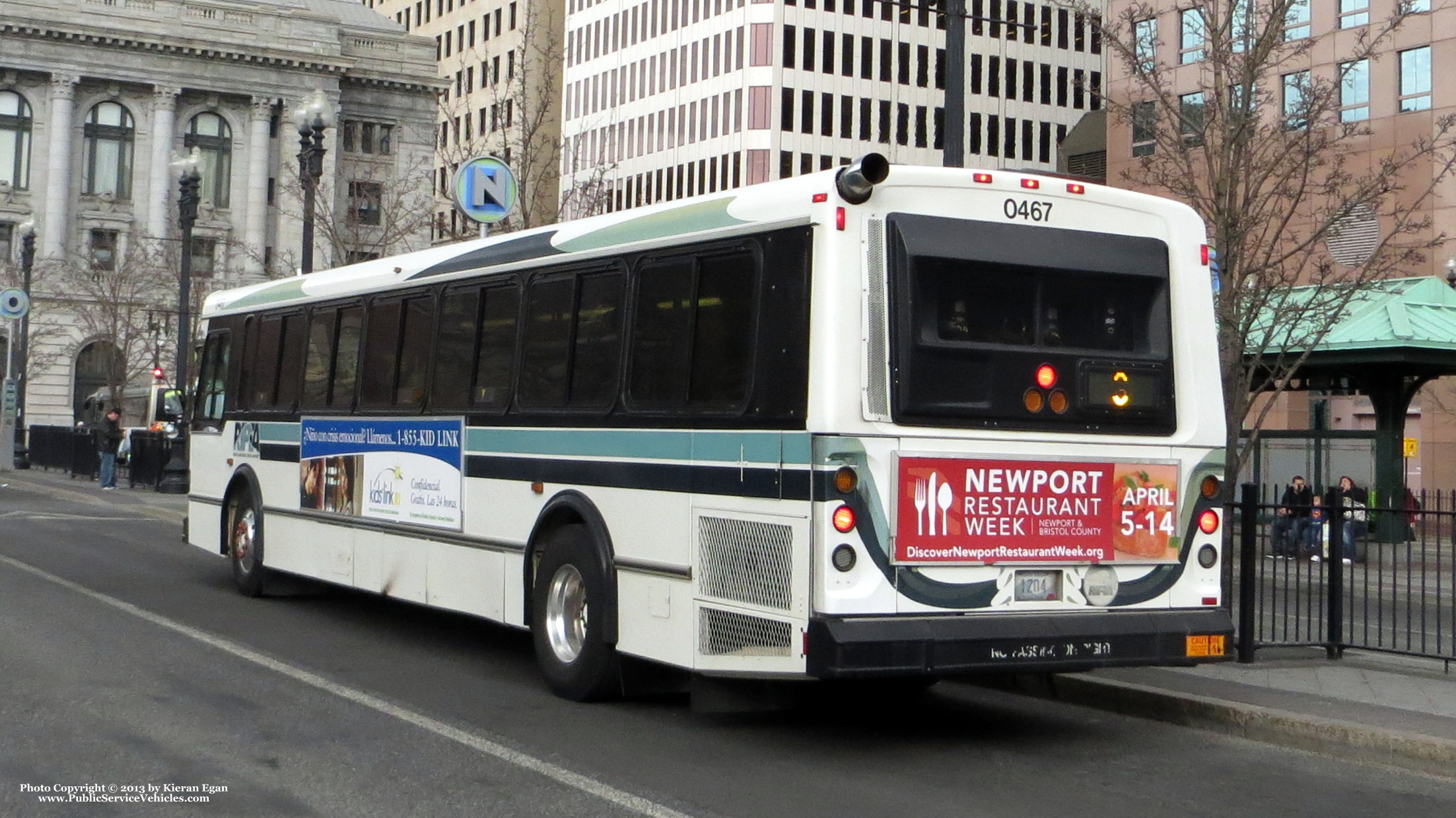 A photo  of Rhode Island Public Transit Authority
            Bus 0467, a 2004 Orion V 05.501             taken by Kieran Egan