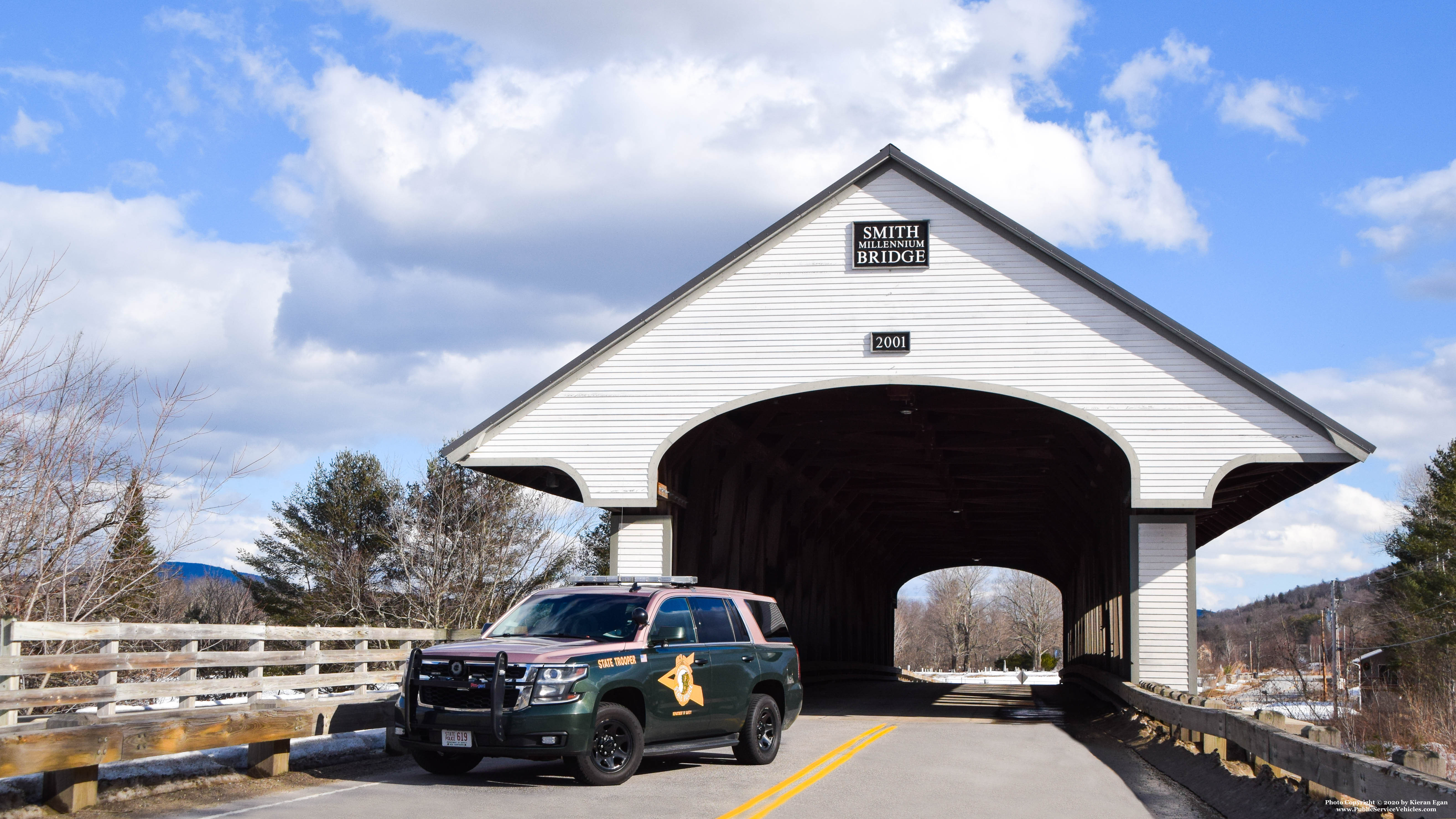 A photo  of New Hampshire State Police
            Cruiser 619, a 2016 Chevrolet Tahoe             taken by Kieran Egan