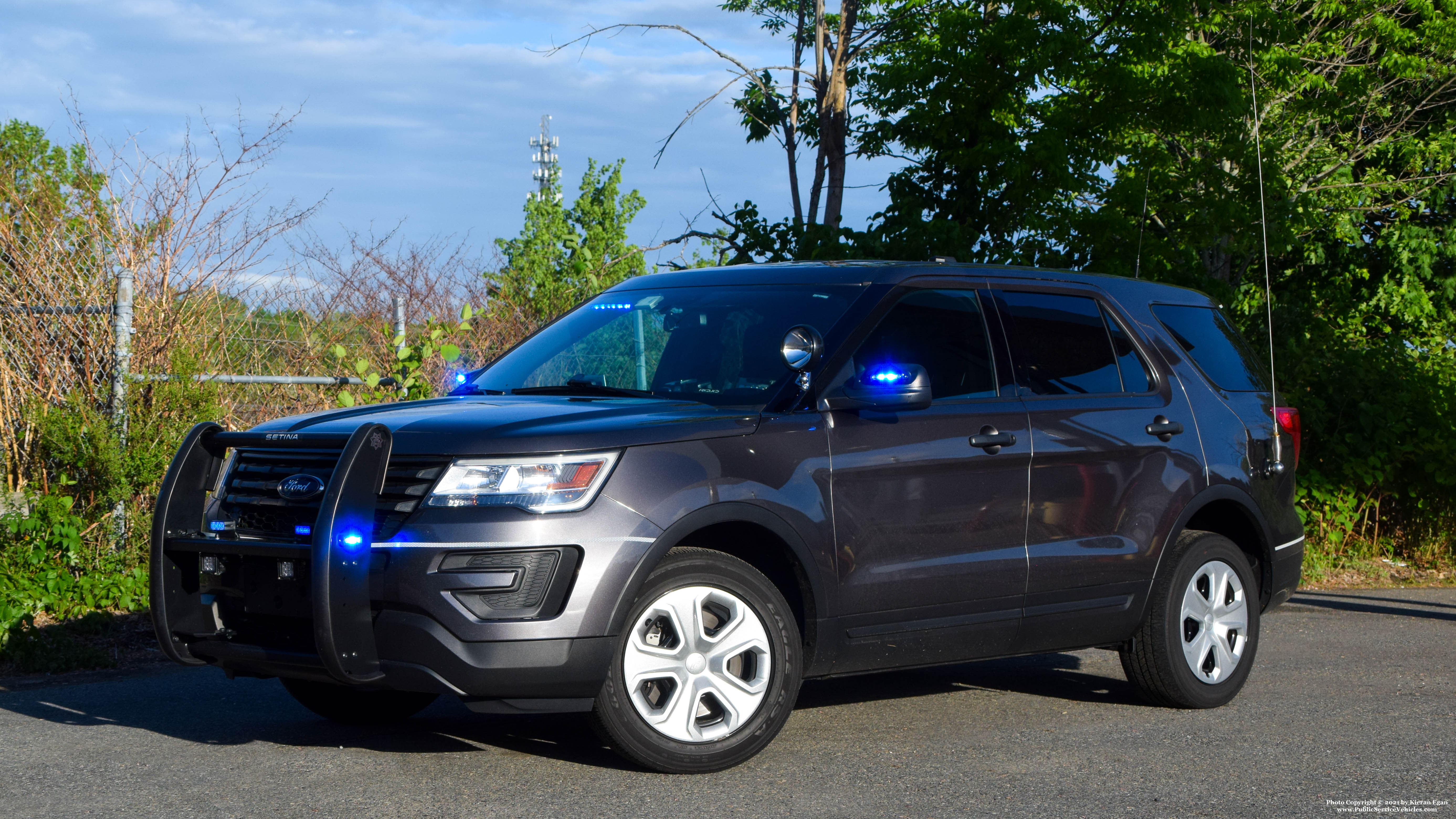 A photo  of Massachusetts State Police
            Cruiser 2058, a 2018 Ford Police Interceptor Utility             taken by Kieran Egan