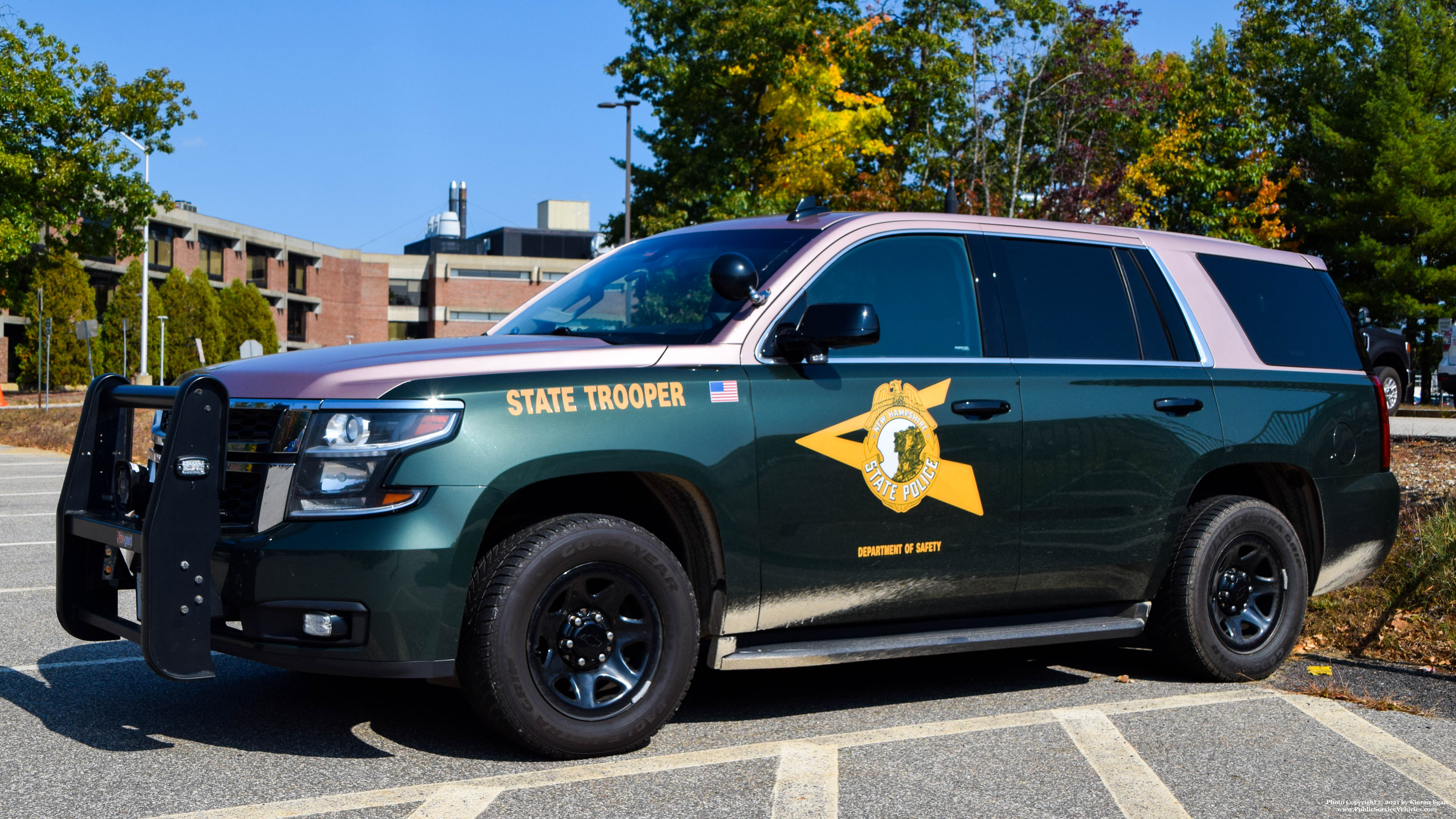 A photo  of New Hampshire State Police
            Cruiser 715, a 2017-2019 Chevrolet Tahoe             taken by Kieran Egan