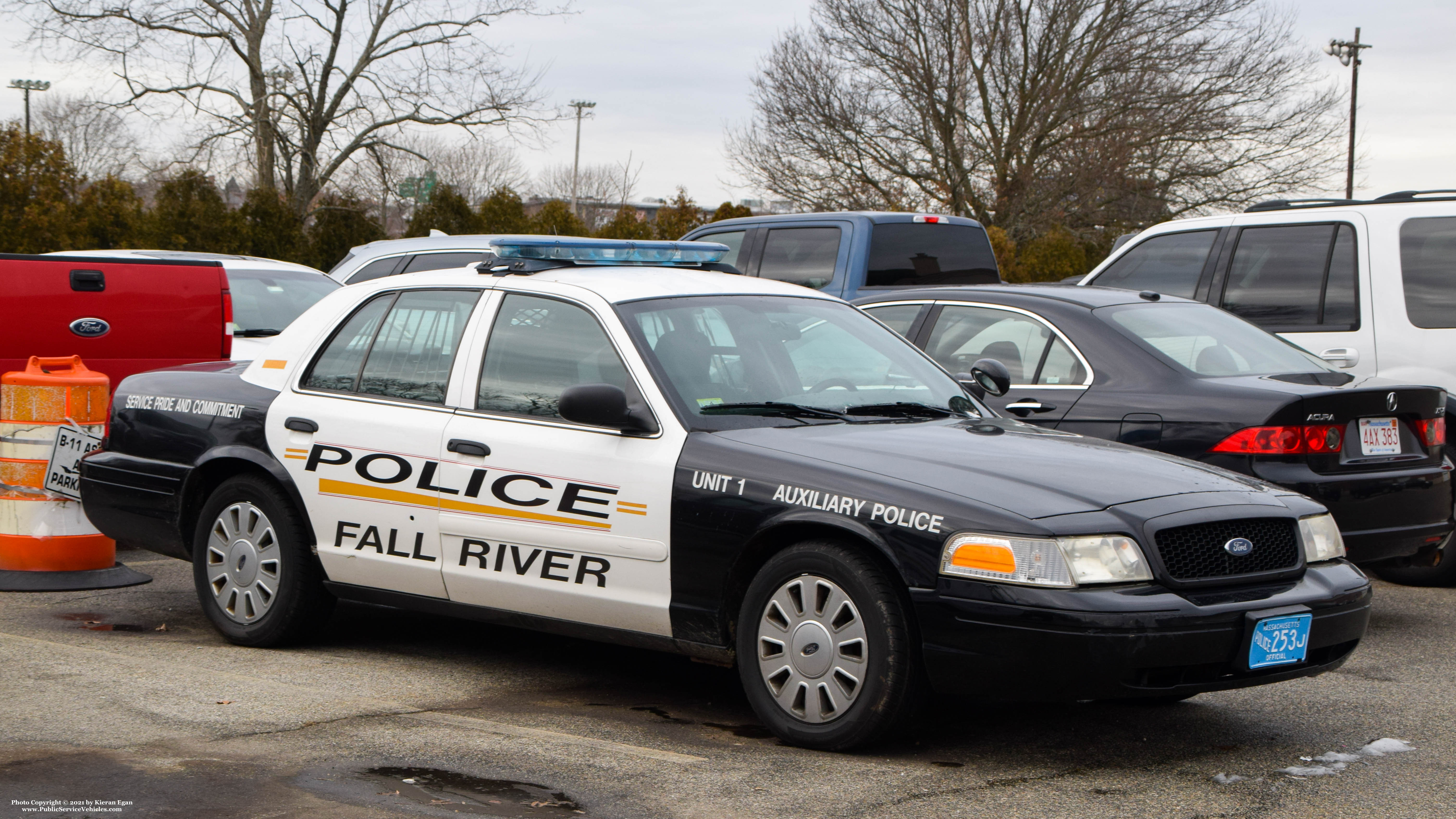 A photo  of Fall River Police
            Auxiliary Police Unit 1, a 2008 Ford Crown Victoria Police Interceptor             taken by Kieran Egan