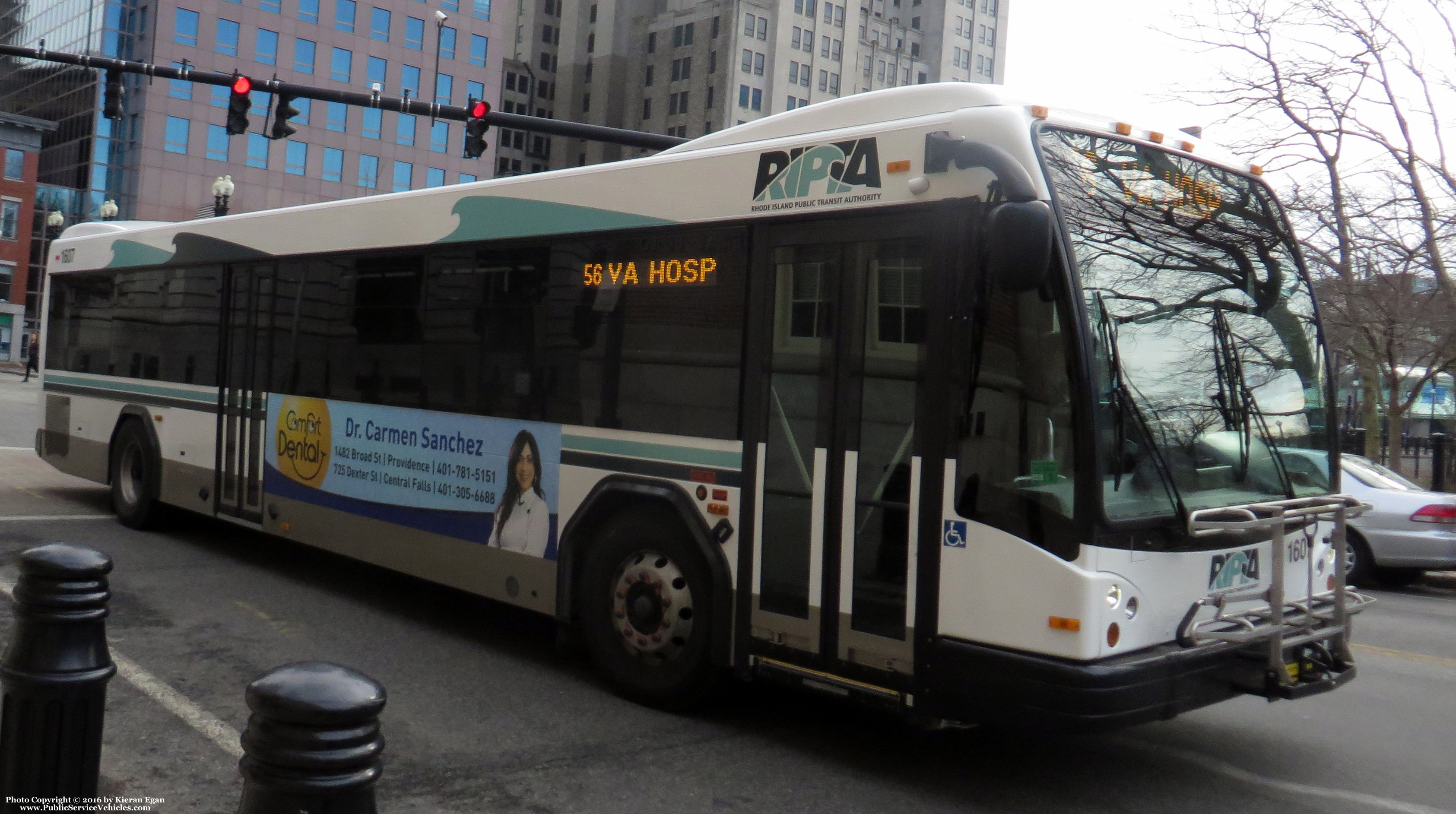 A photo  of Rhode Island Public Transit Authority
            Bus 1607, a 2016 Gillig BRT             taken by Kieran Egan
