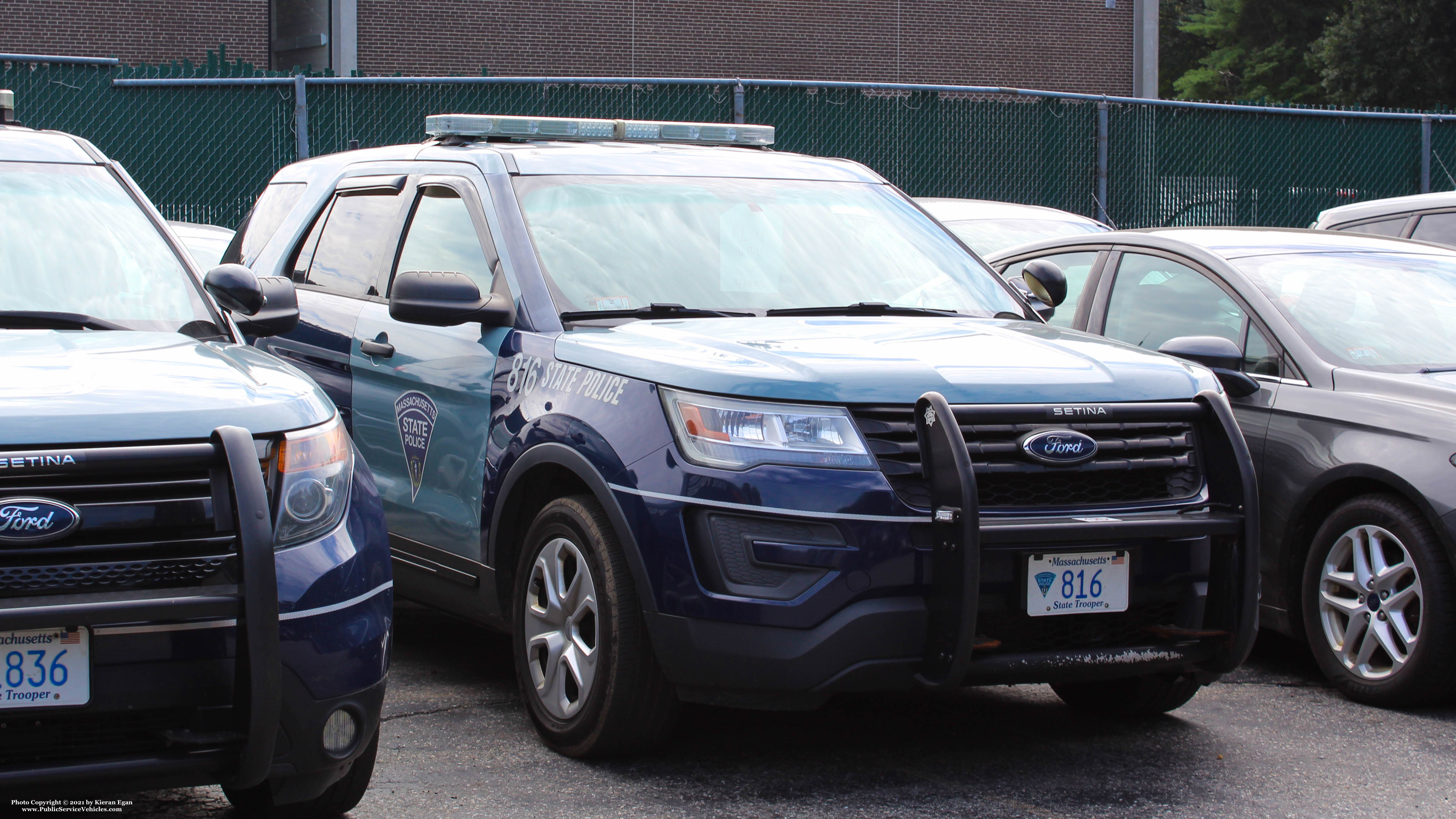 A photo  of Massachusetts State Police
            Cruiser 816, a 2016 Ford Police Interceptor Utility             taken by Kieran Egan