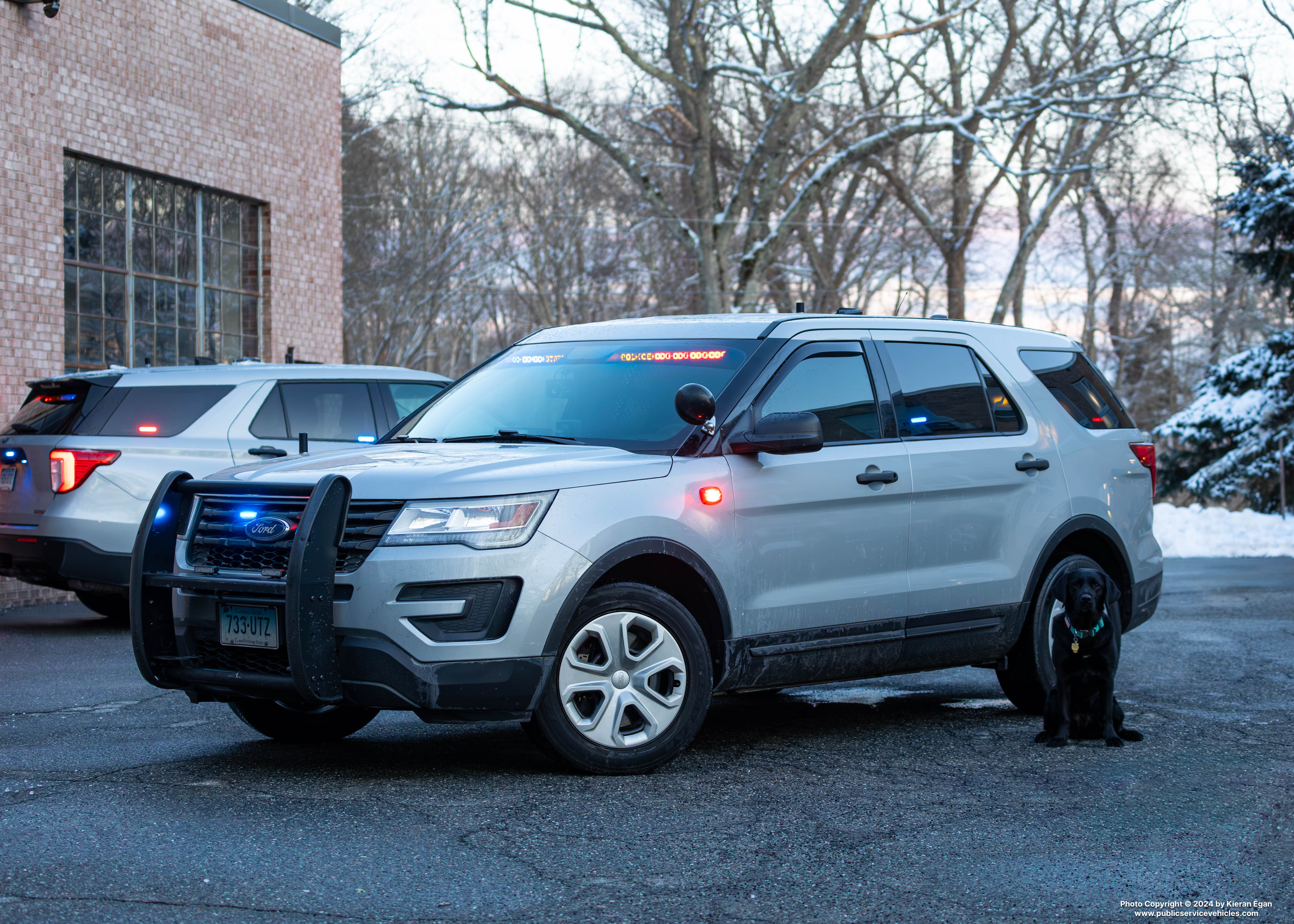 A photo  of Connecticut State Police
            Cruiser 733, a 2019 Ford Police Interceptor Utility             taken by Kieran Egan