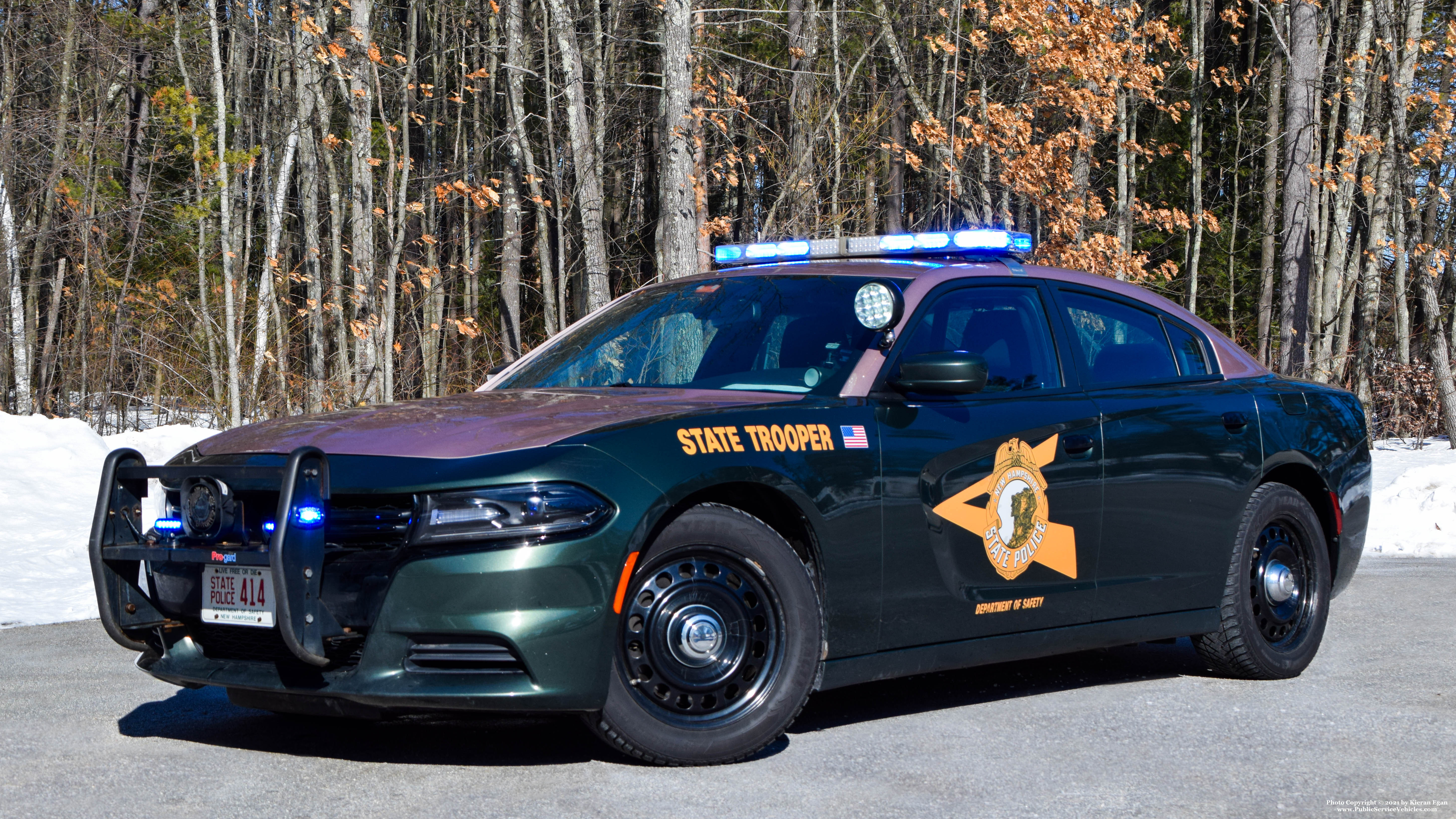 A photo  of New Hampshire State Police
            Cruiser 414, a 2015 Dodge Charger             taken by Kieran Egan