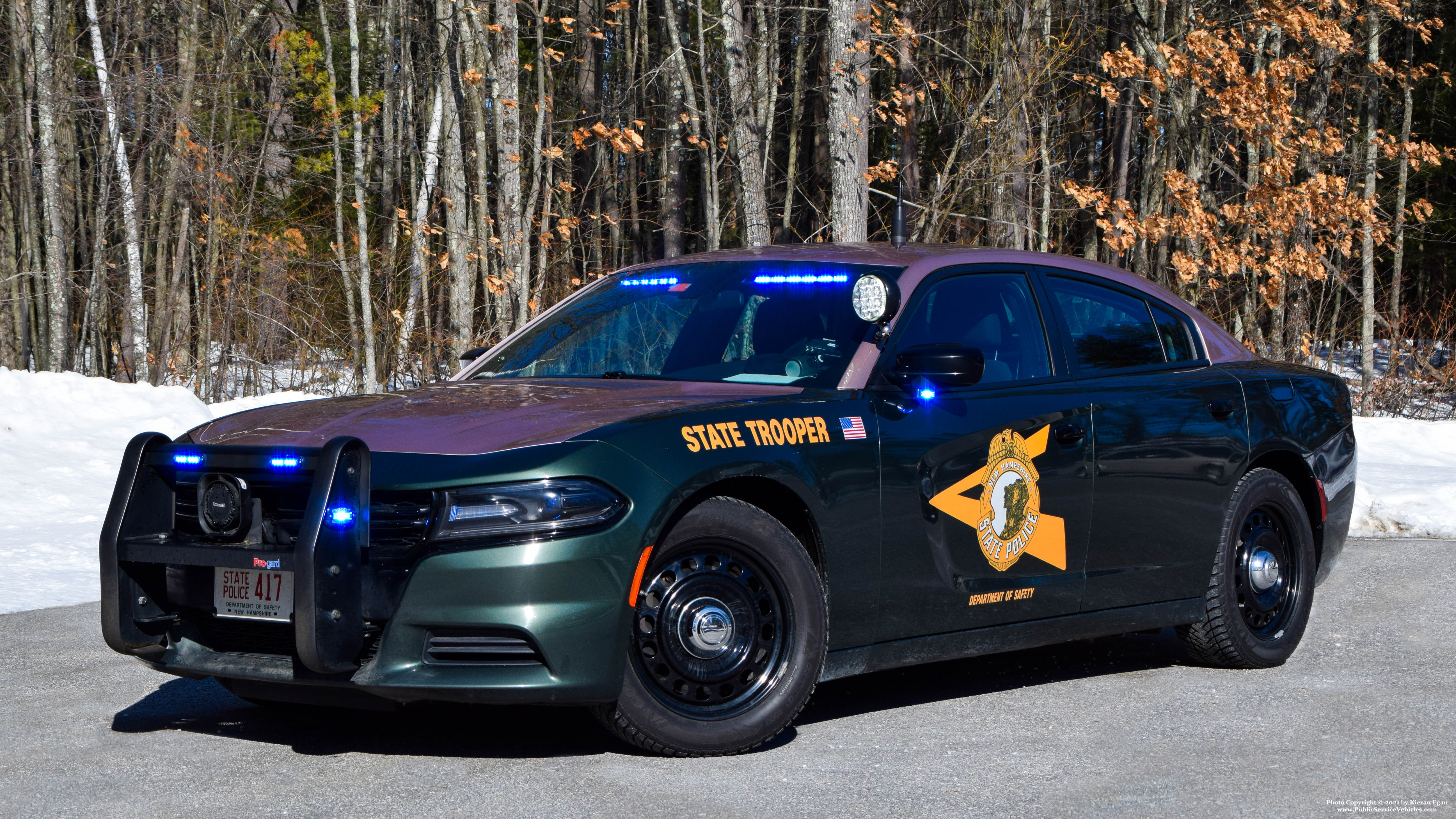 A photo  of New Hampshire State Police
            Cruiser 417, a 2019 Dodge Charger             taken by Kieran Egan