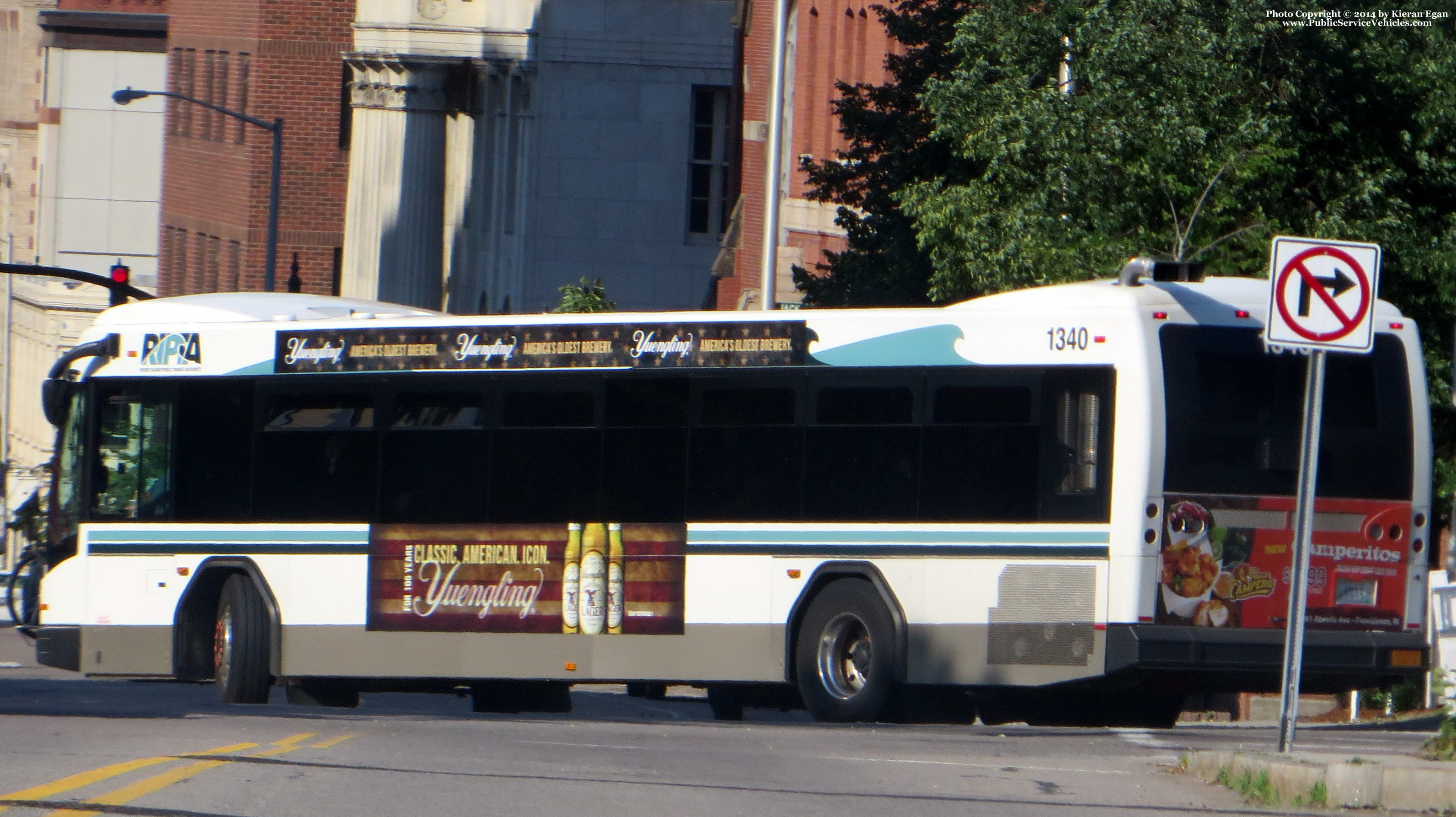 A photo  of Rhode Island Public Transit Authority
            Bus 1340, a 2013 Gillig BRT             taken by Kieran Egan
