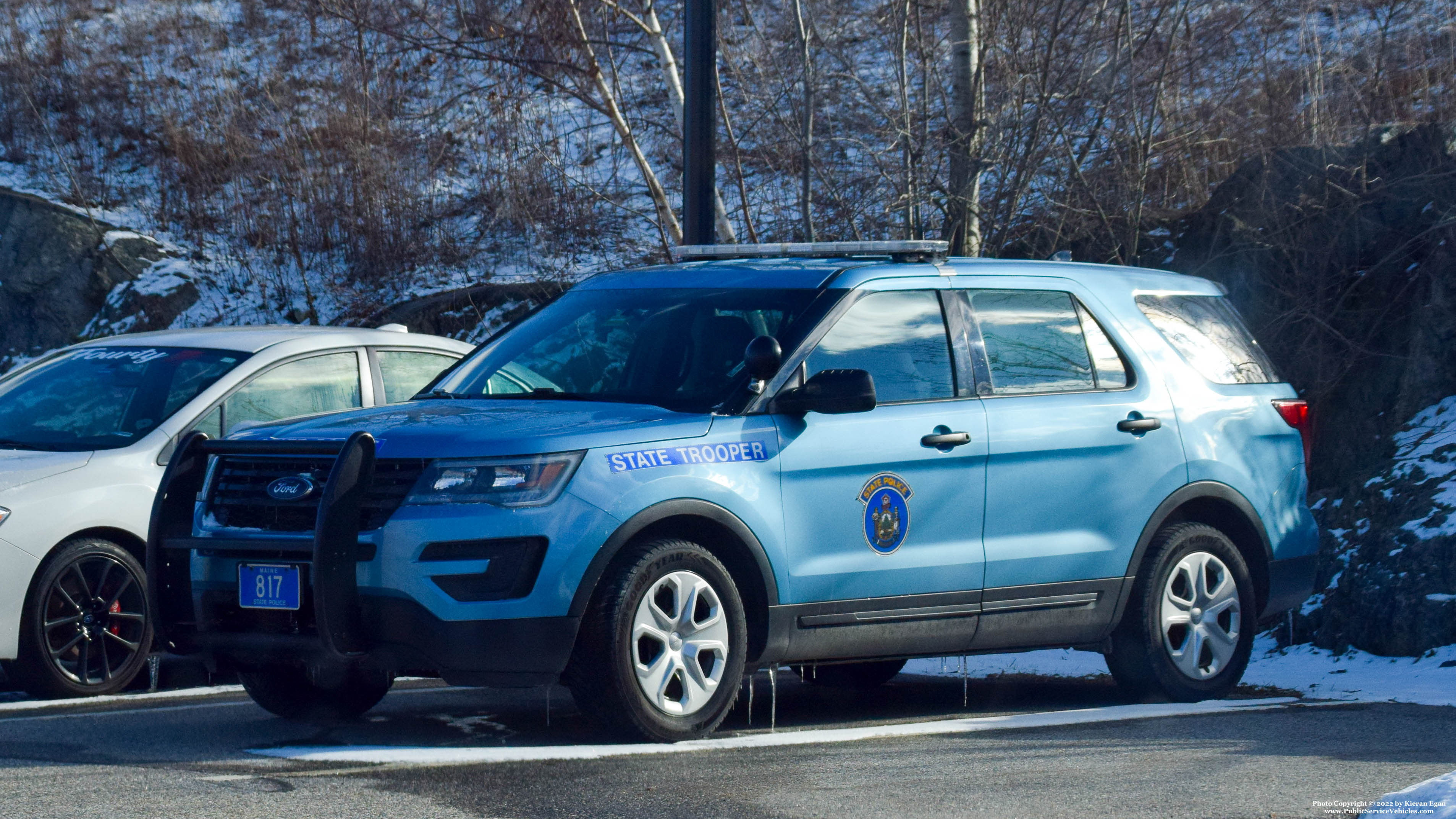 A photo  of Maine State Police
            Cruiser 817, a 2016-2019 Ford Police Interceptor Utility             taken by Kieran Egan