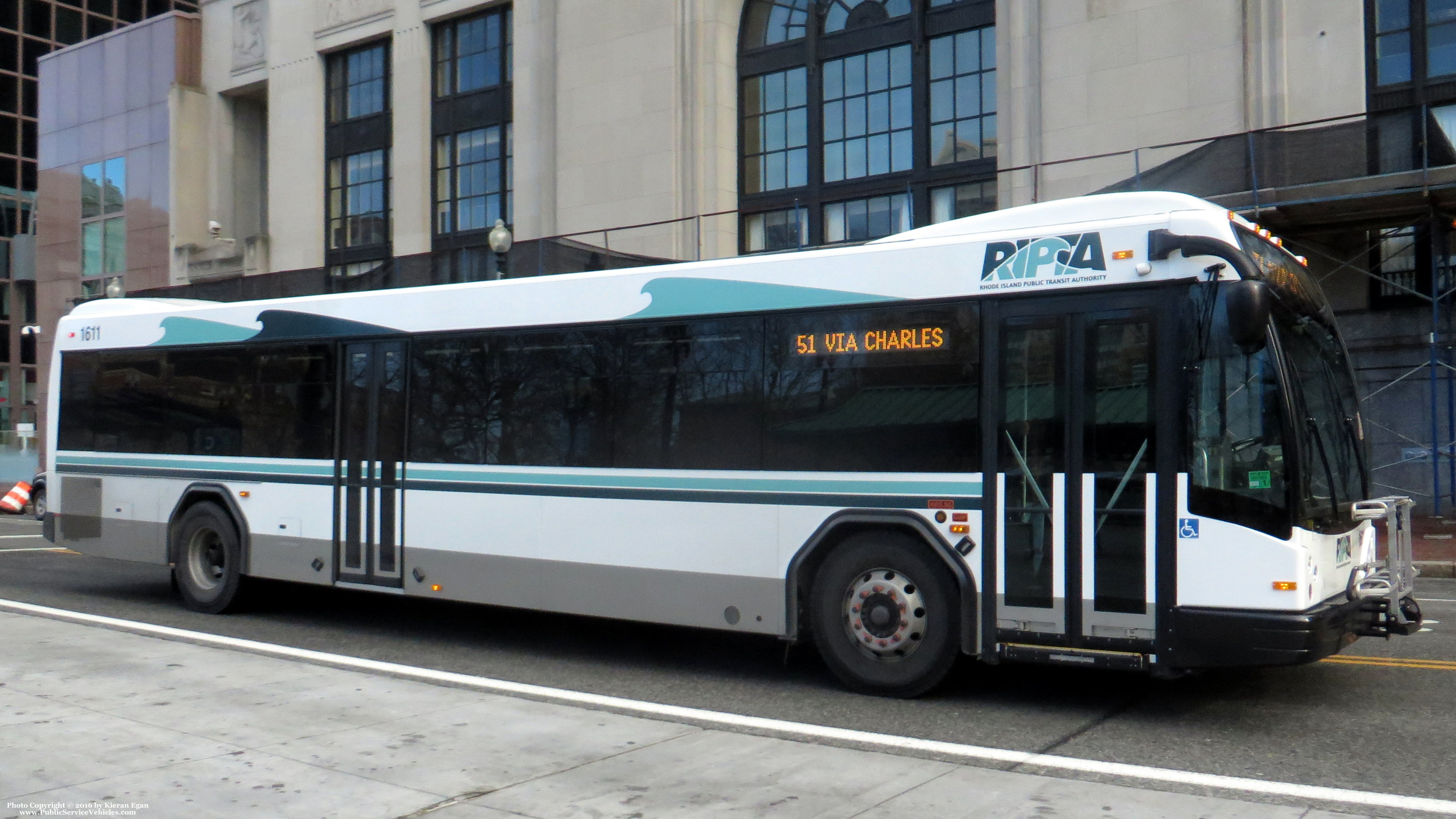 A photo  of Rhode Island Public Transit Authority
            Bus 1611, a 2016 Gillig BRT             taken by Kieran Egan